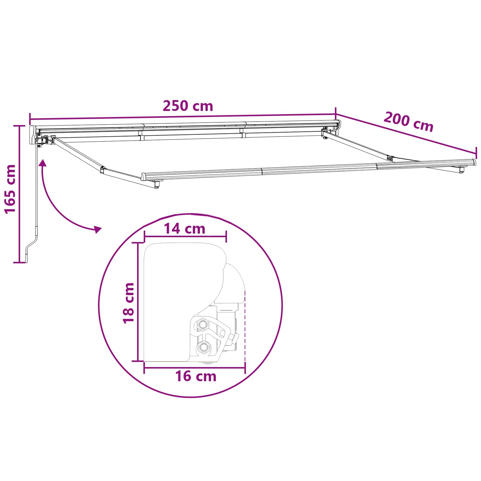 Povlačivi tende Sivosmeđa 2,5 x 2 m Poliester i aluminij