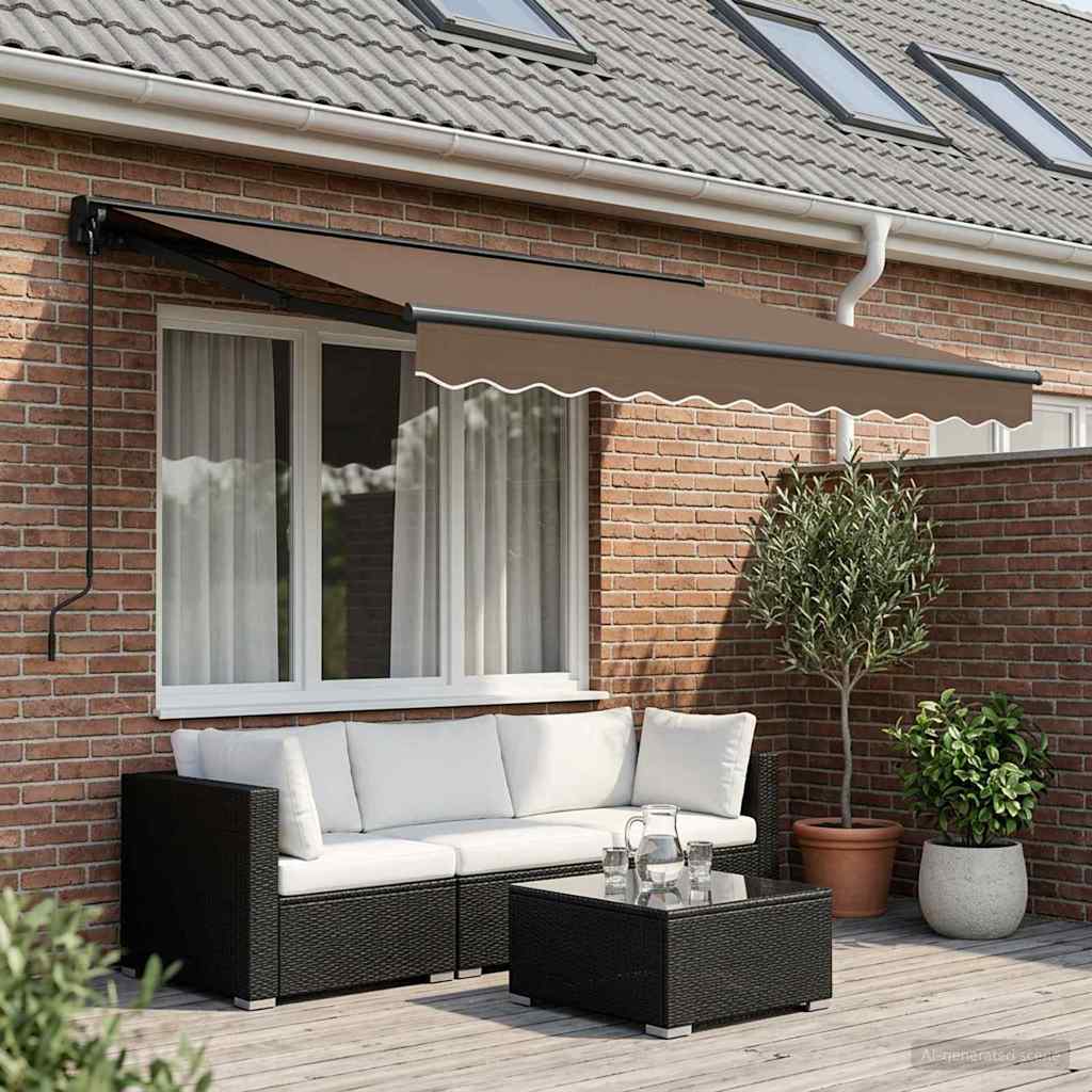 Povlačivi tende Sivosmeđa 3,5 x 2,5 m Poliester i aluminij
