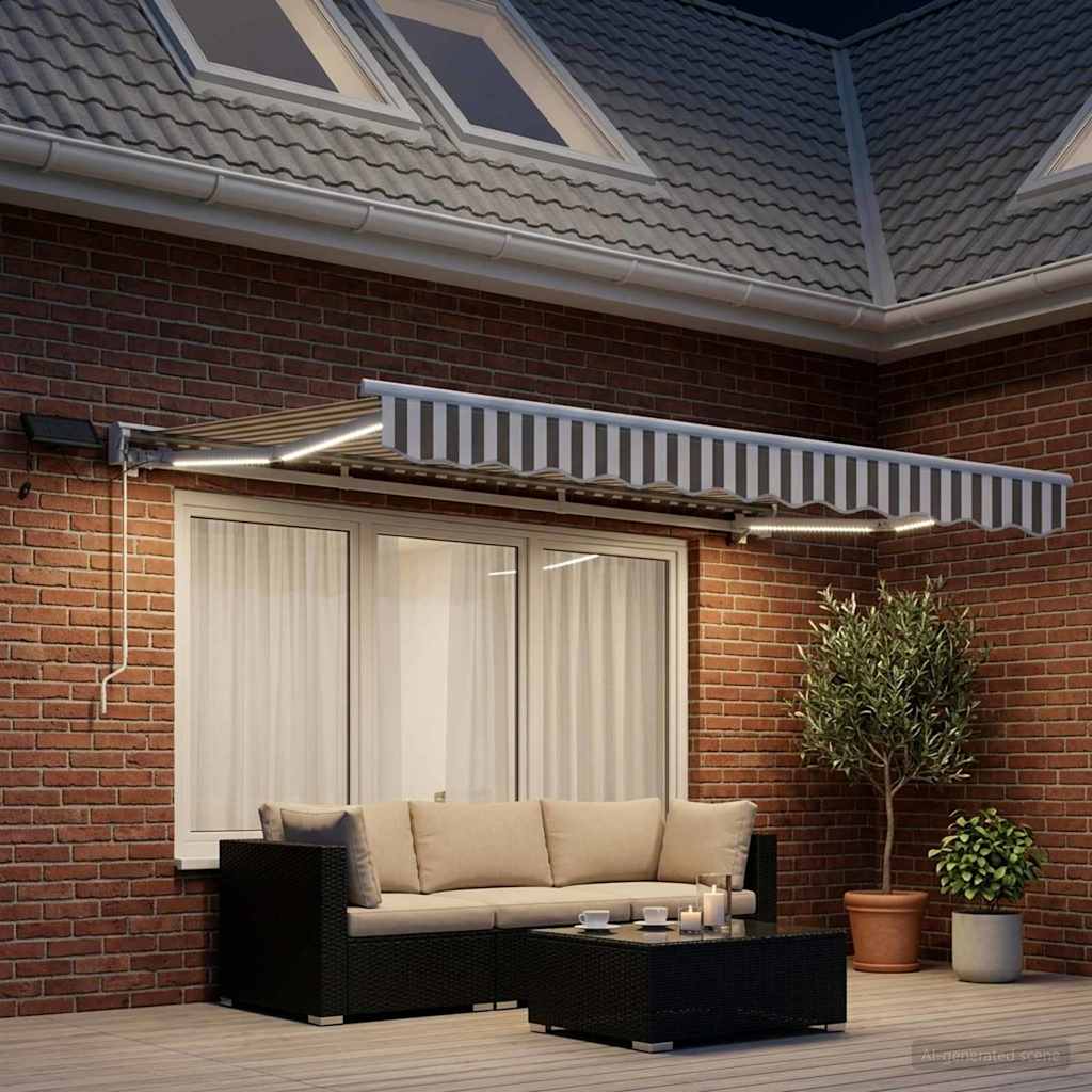 Ručni okvir tende s LED-ima Svijetlo siva i bijela. 3,5 x 2,5 m
