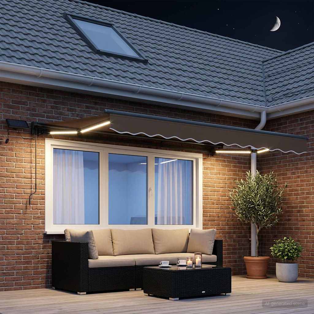 Ručni okvir tende s LED-ima Sivosmeđa 3,5 x 2,5 m