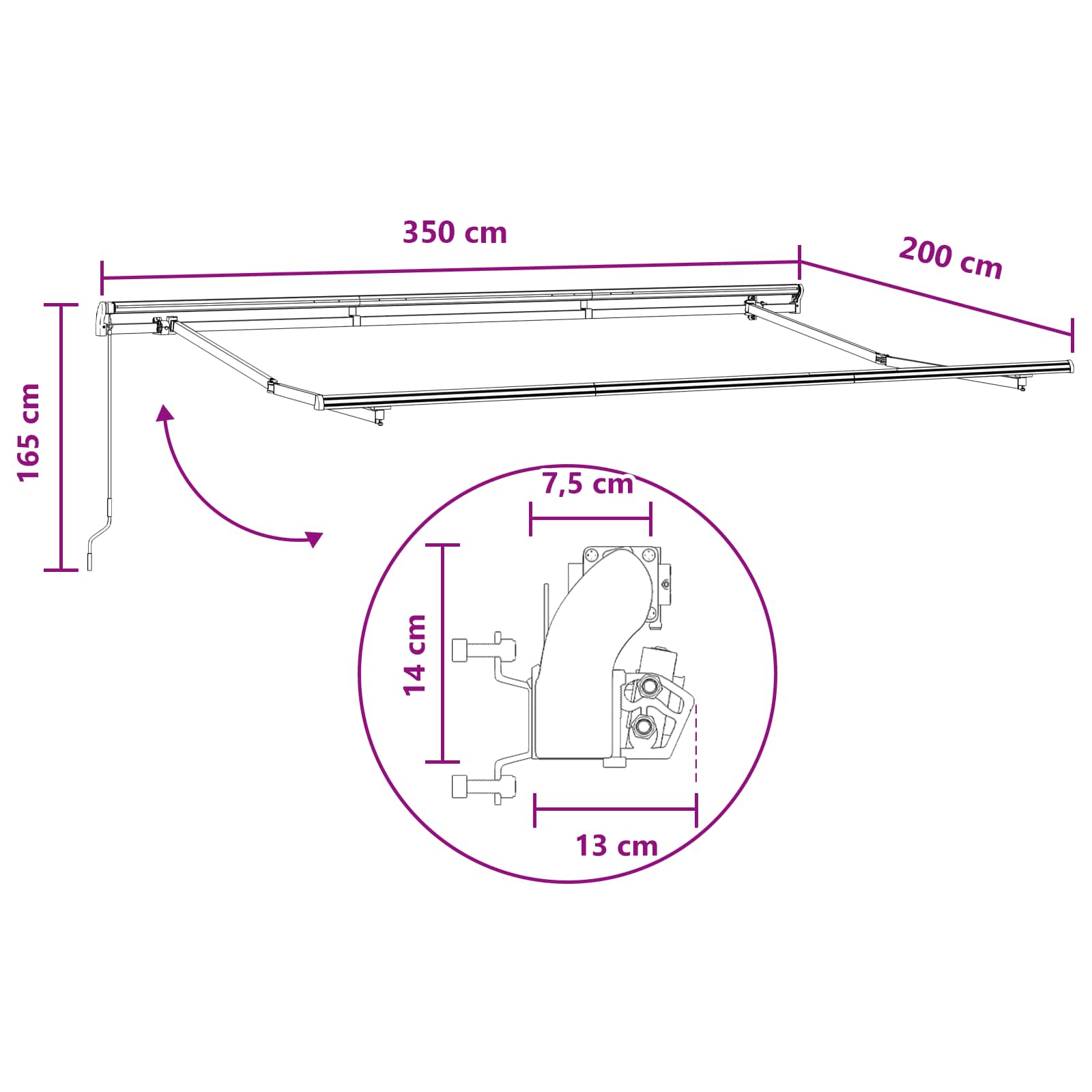Skrovita tenda Pijesak 3,5 x 2 m tkanina