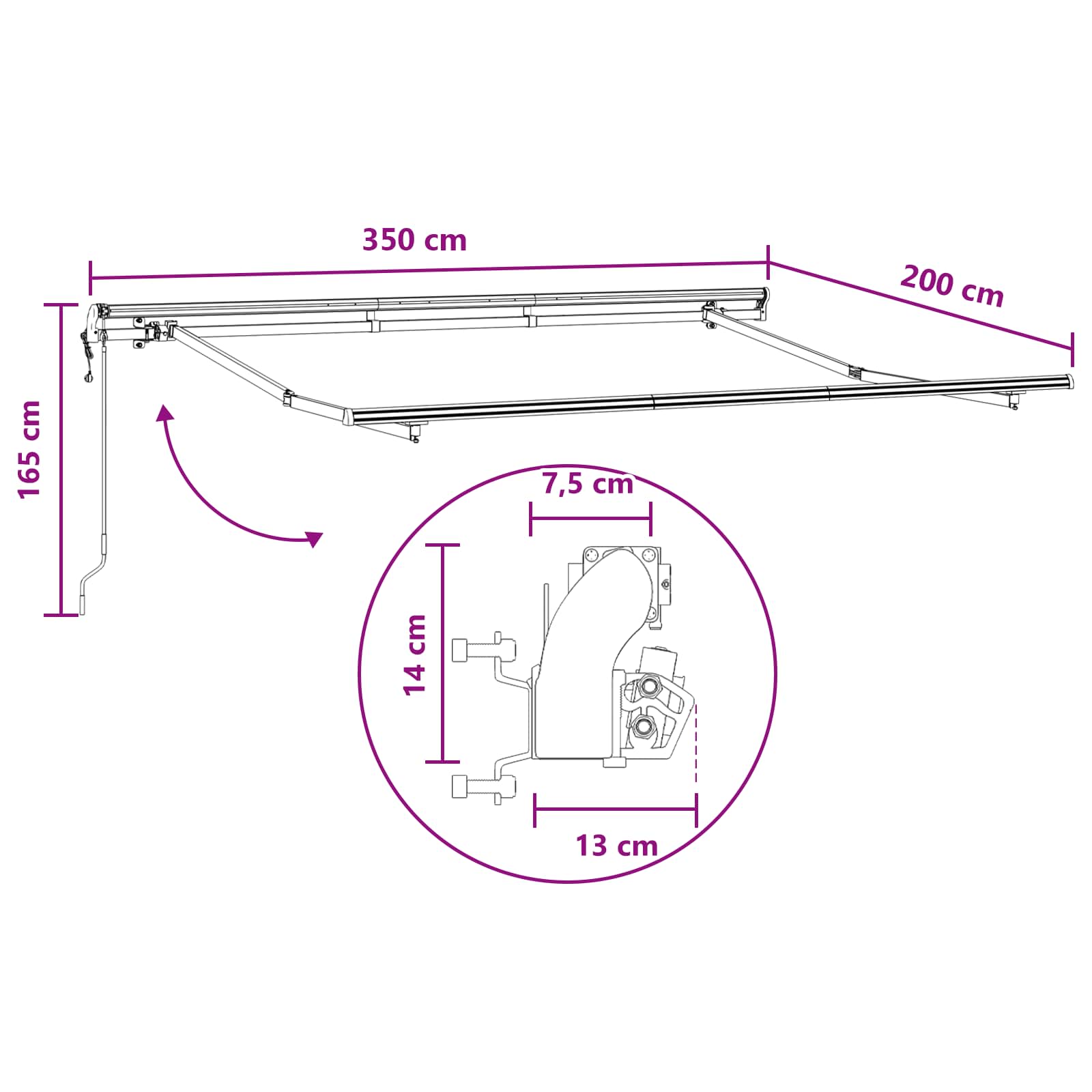 Skrovita tenda Pijesak 3,5 x 2 m tkanina