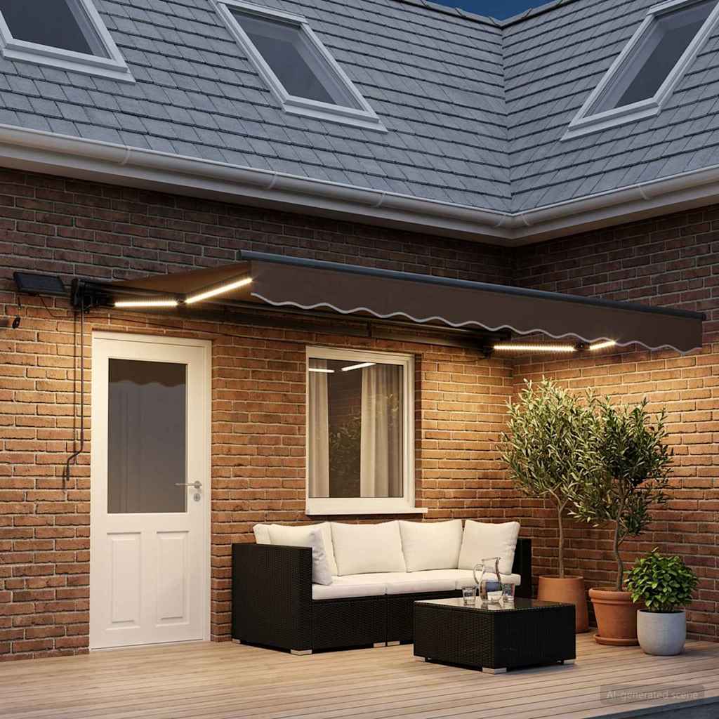 Ručni okvir tende s LED-ima Sivosmeđa 4 × 3 m