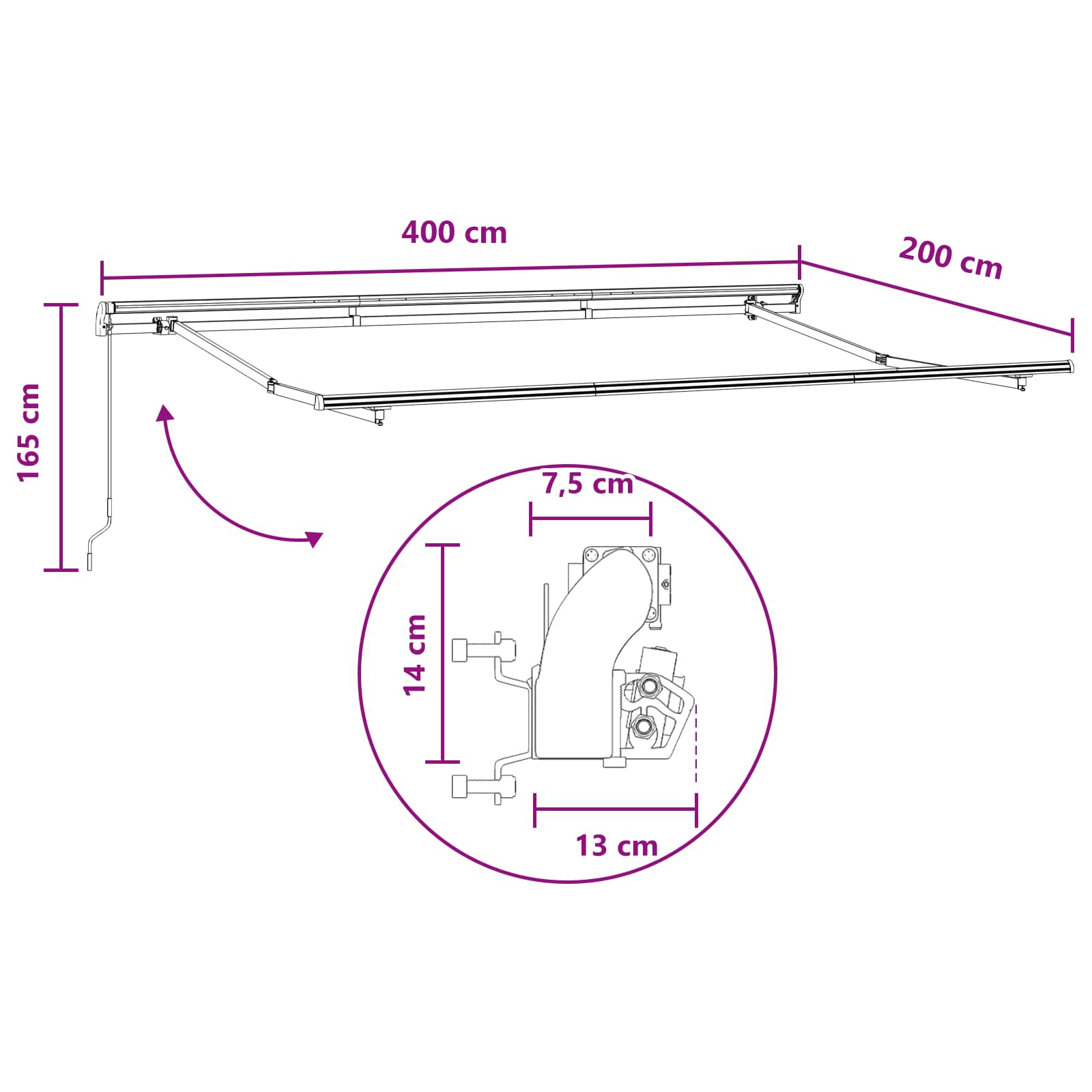 Skrovita tenda Pijesak 4 x 2 m tkanina