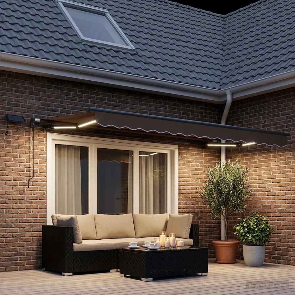 Povlačivi tende Sivosmeđa 350 x 250 cm Tkanina i Aluminij