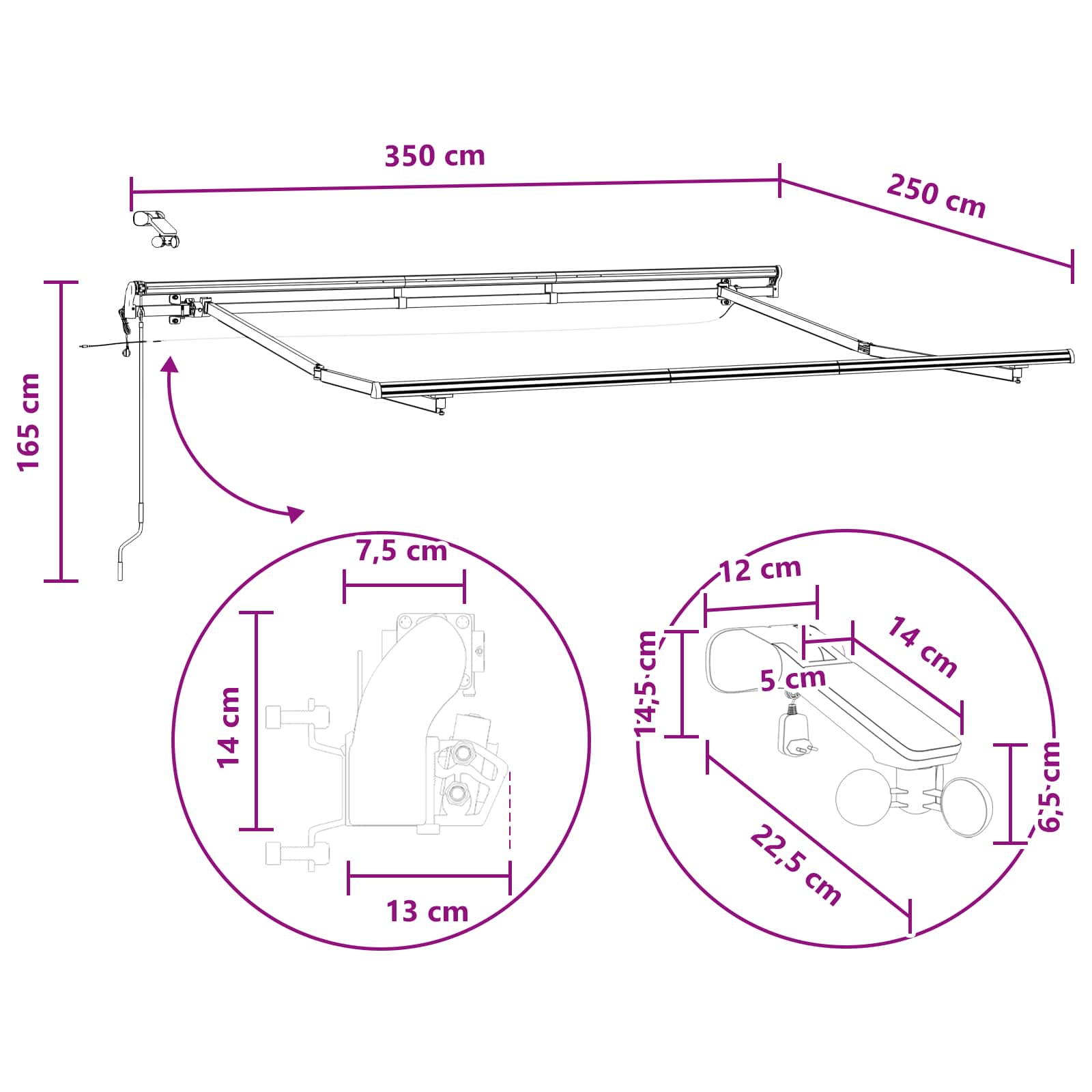 Tkanina za tende Sivosmeđa 350 x 250 cm Poliester