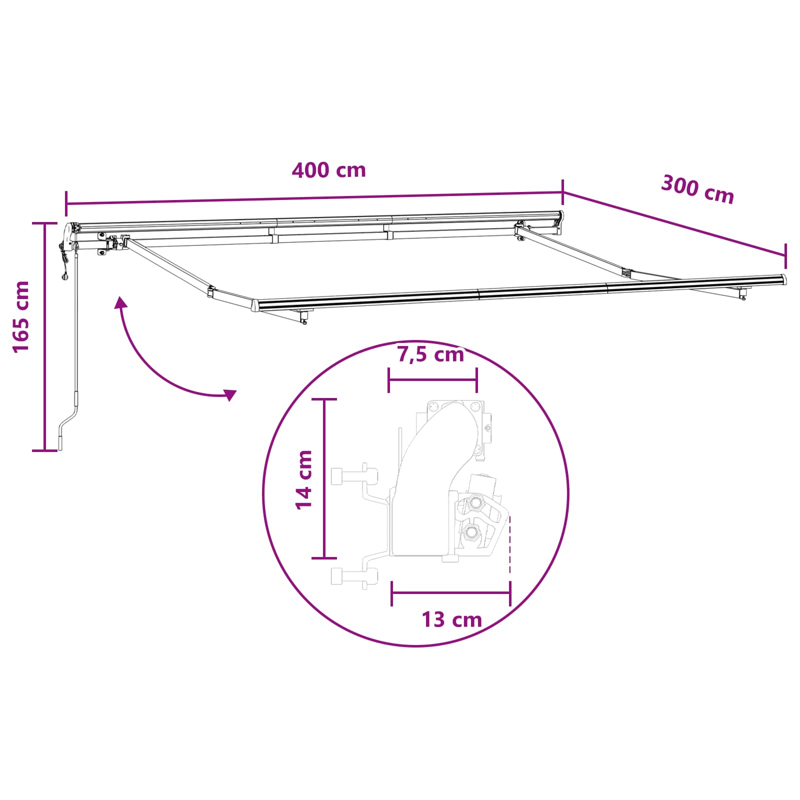 Povlačivi tende Pijesak 400 × 300 cm Tkanina i Aluminij