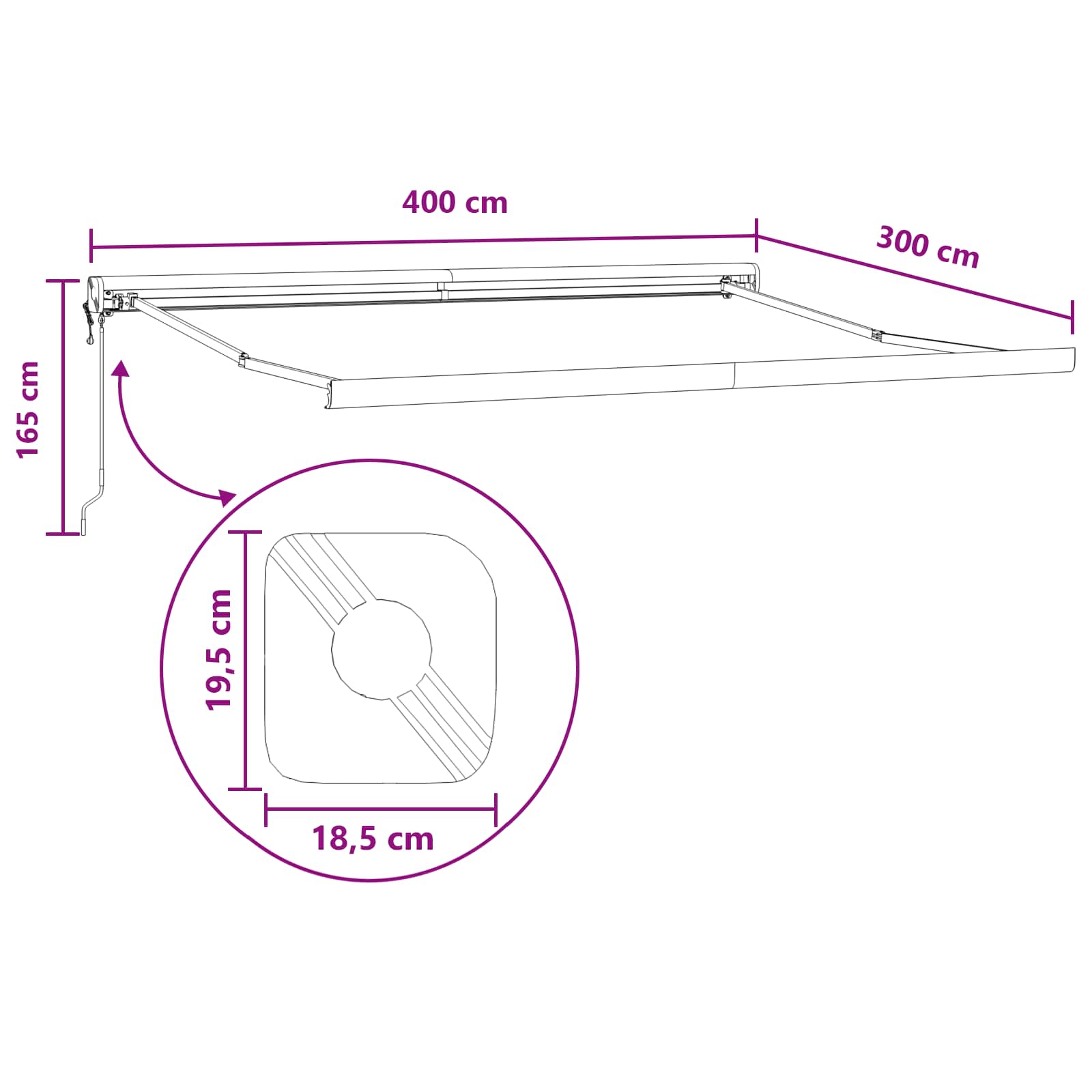 Povlačivi tende Sivosmeđa 400 × 300 cm Tkanina i Metal