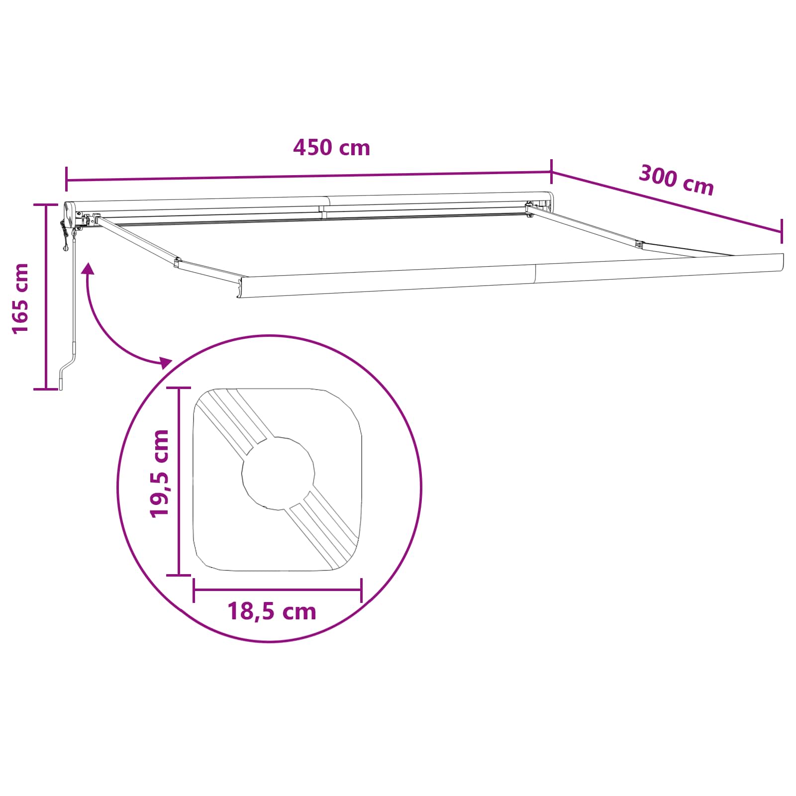 Povlačivi tende Sivosmeđa 450 × 300 cm Tkanina i Metal
