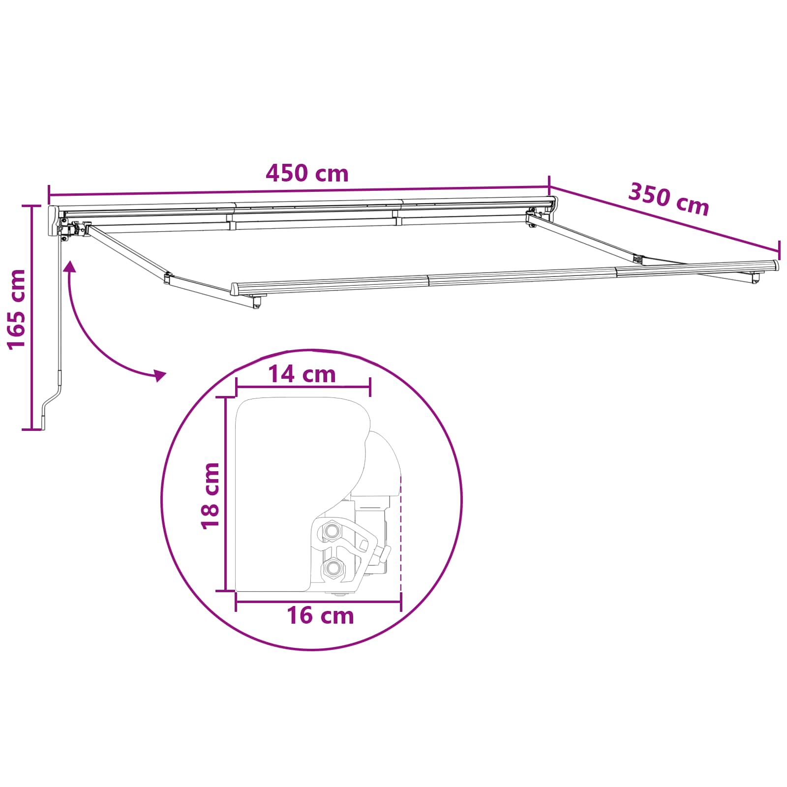 Ručno sklopiva tenda Svijetlo siva i bijela. 4,5 × 3,5 m