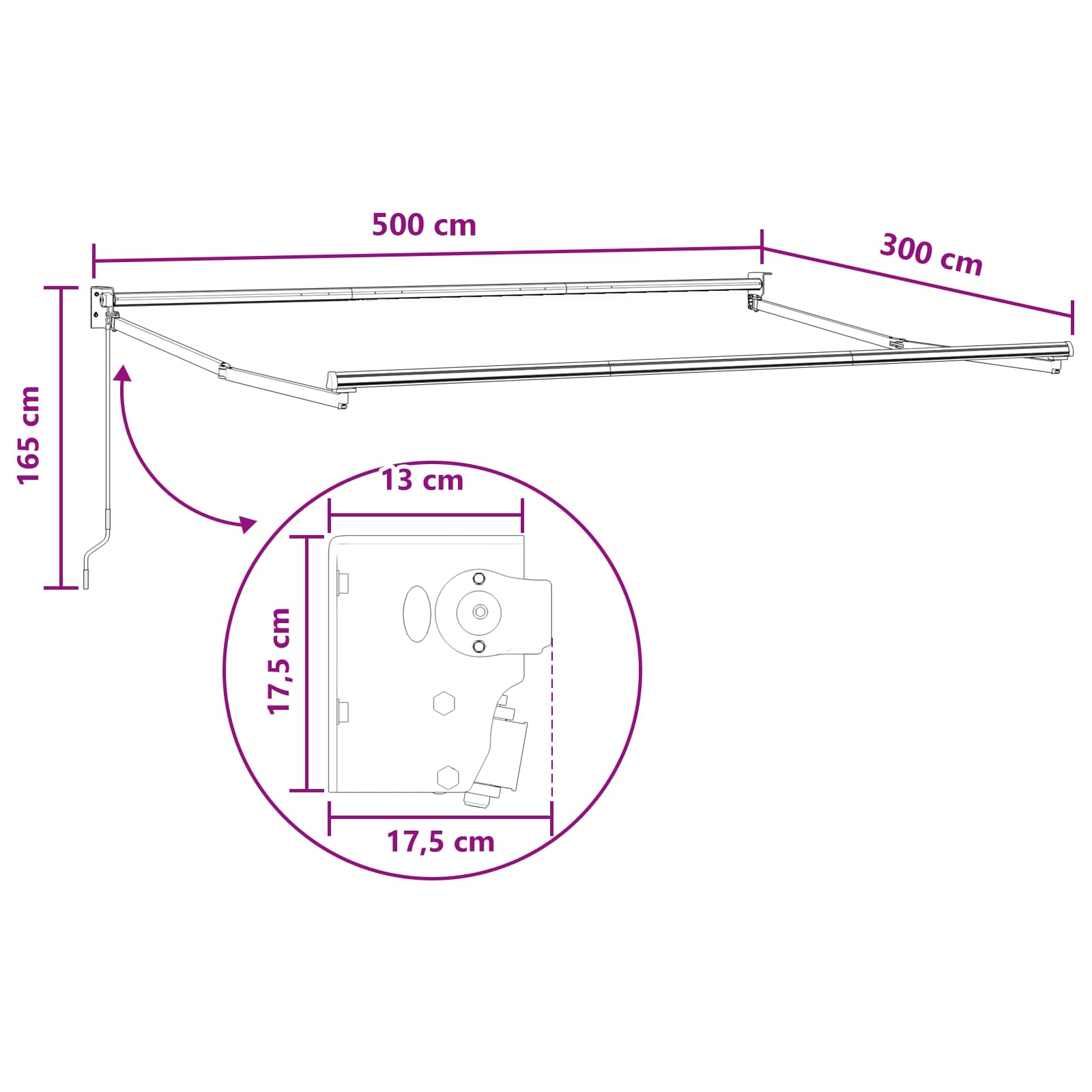 Povlačivi tende Sivosmeđa 5 x 3 m 100% Poliester i Aluminij