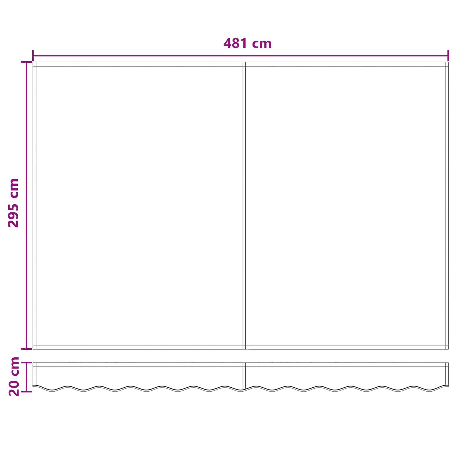 Povlačivi tende Svijetlo siva i bijela. 500 × 300 cm