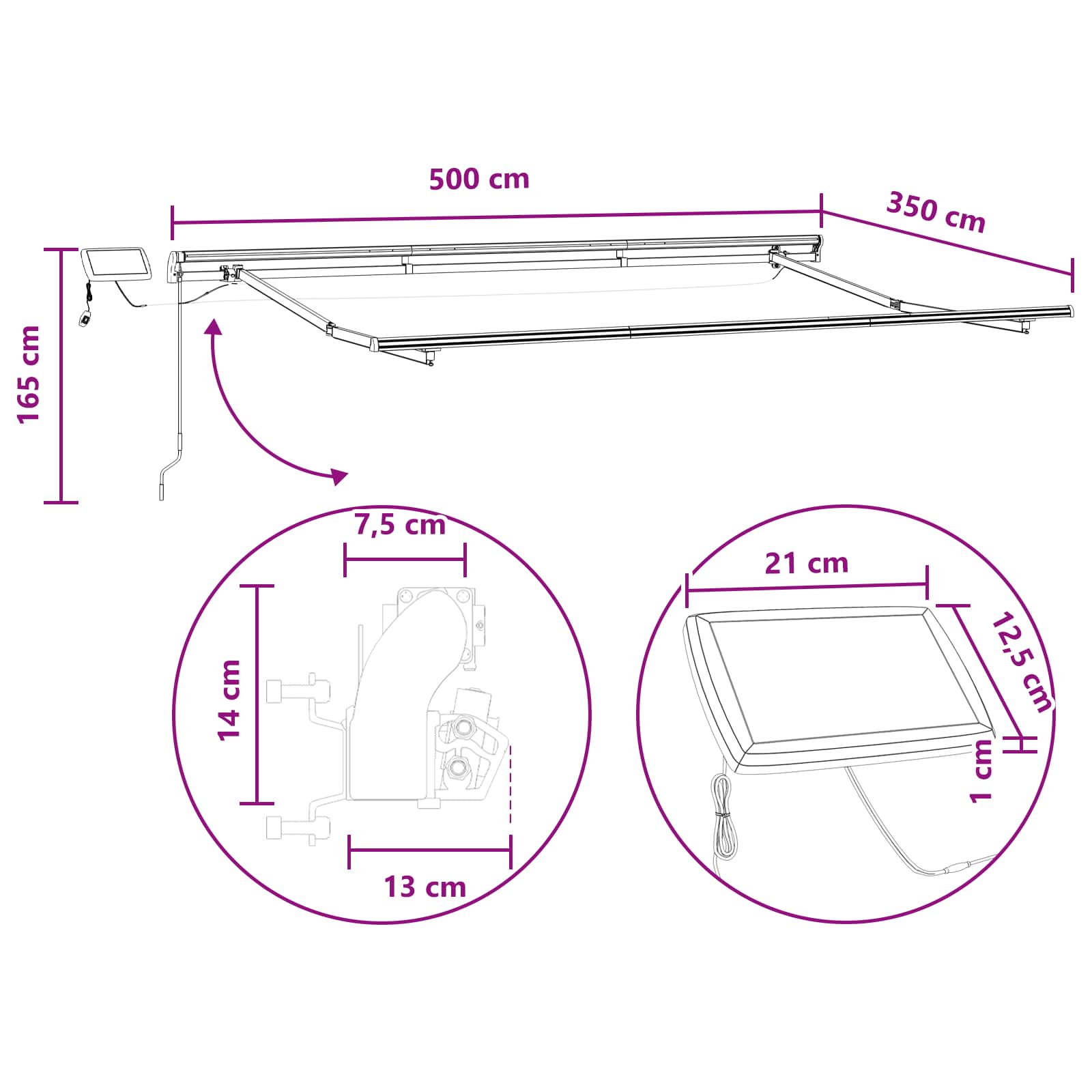 Povlačivi tende Pijesak 500 × 350 cm Tkanina i Aluminij