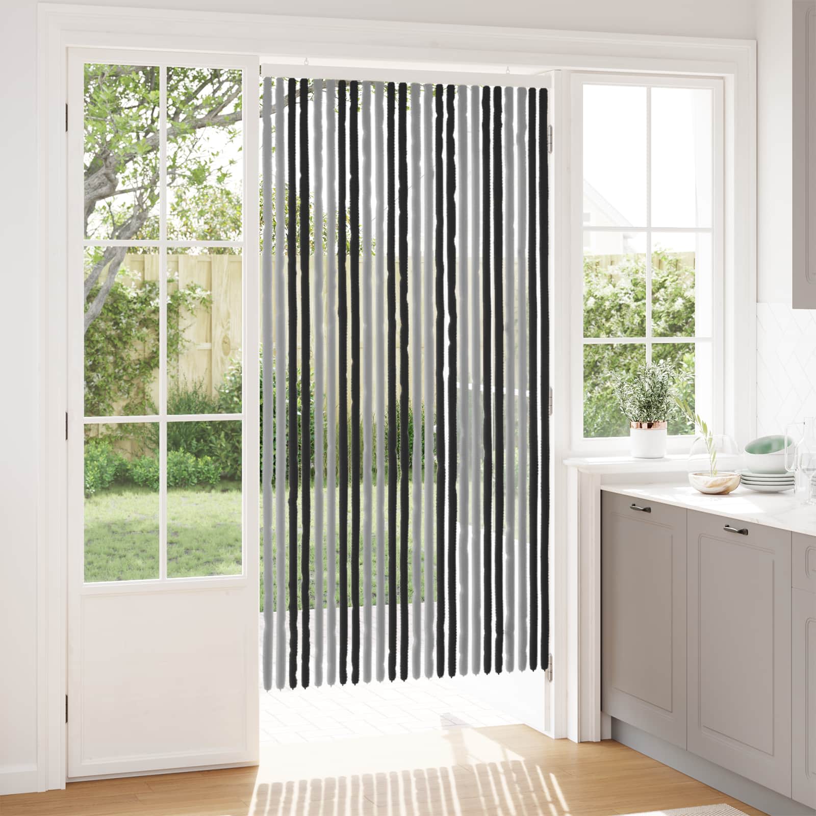 Zavjesa protiv insekata Chenille Siva i crna 100 x 200 cm