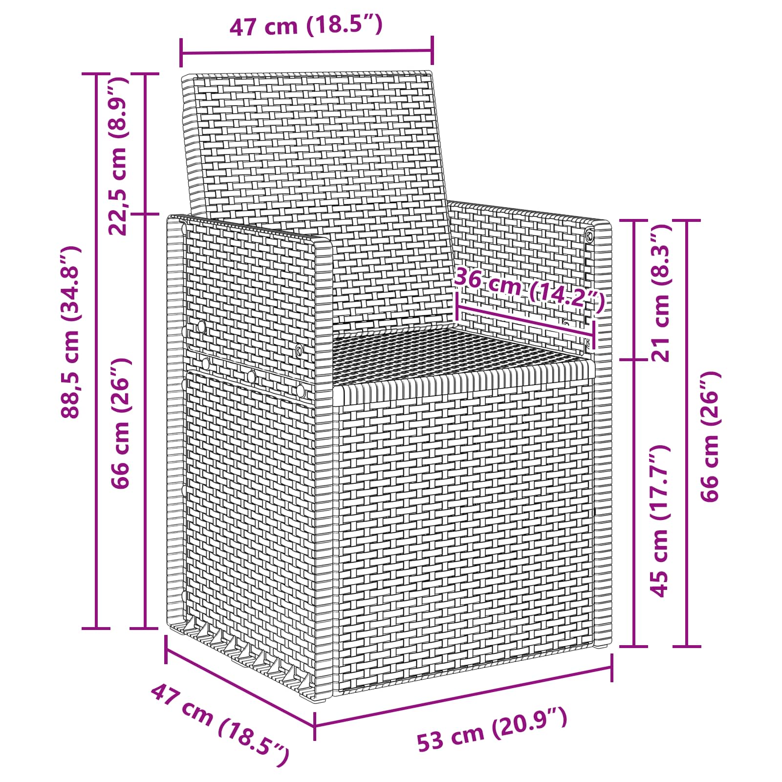 Vrtne stolice za blagovanje 2 pcs Antracit 53 x 47 x 88,5 cm PP
