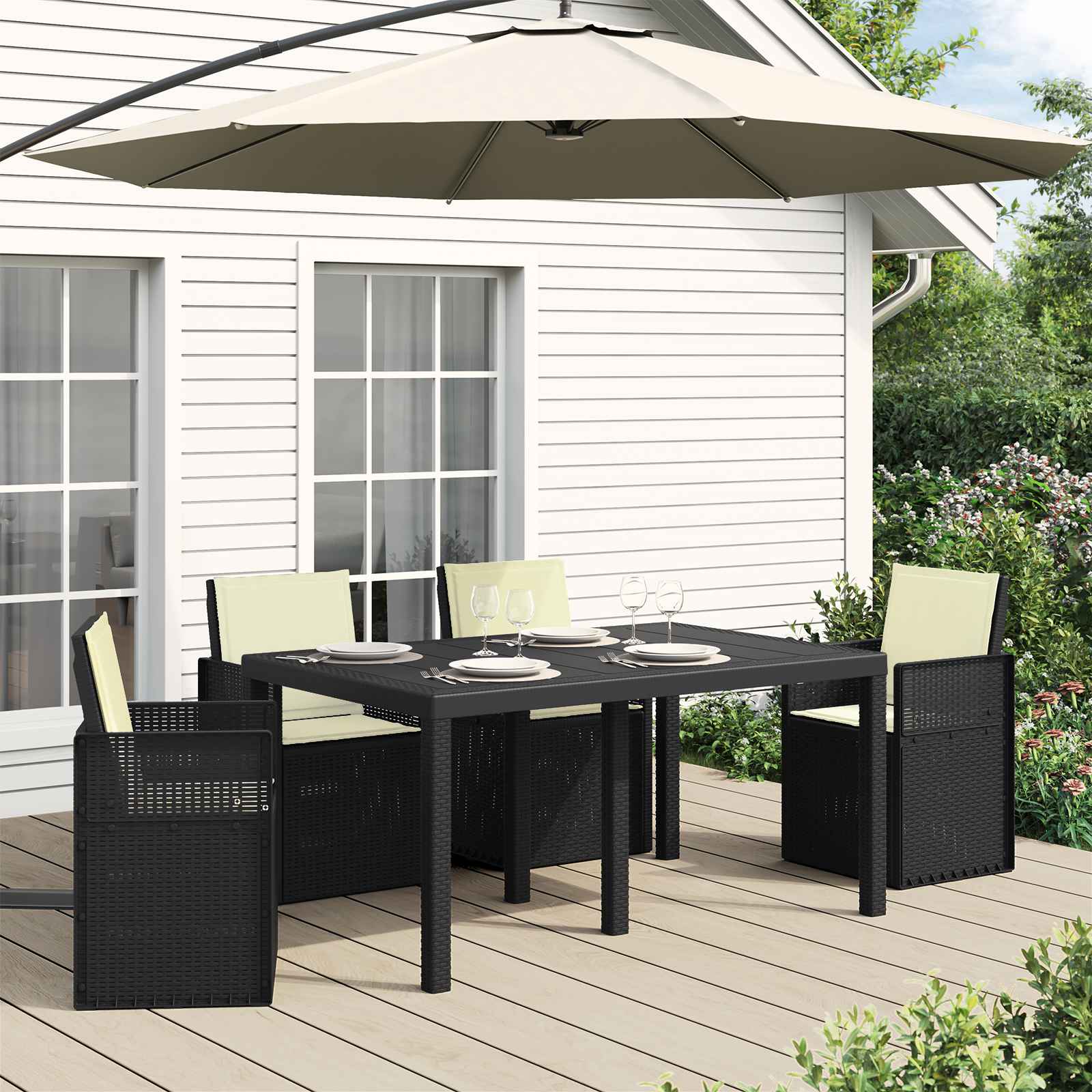 Jastučići za sjedenje i leđa 4 pcs Krem 47 x 45 x 2 cm