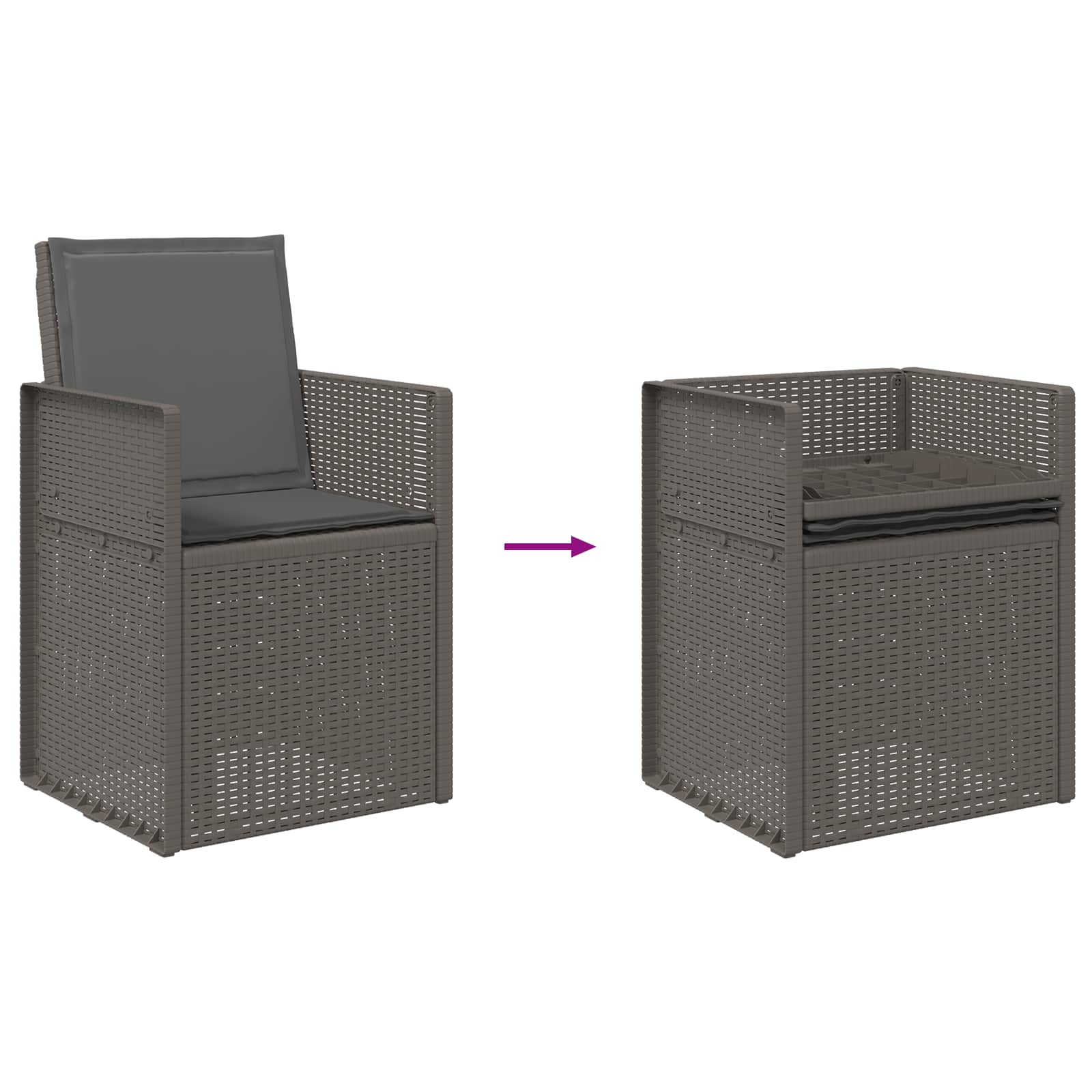 Vrtne stolice za blagovanje 2 pcs Svjetlosiva i antracit PP