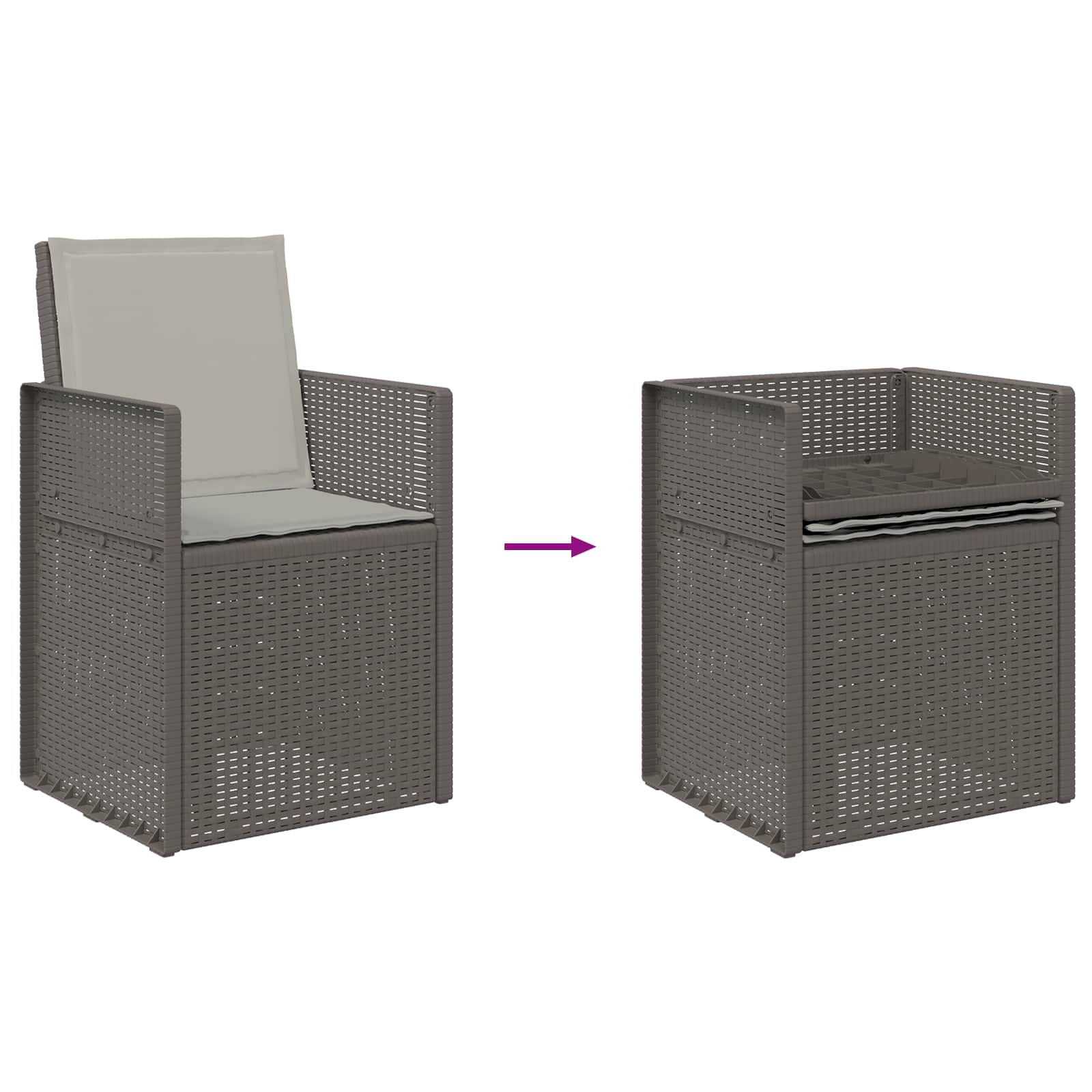 Vrtne stolice za blagovanje 2 pcs Svjetlosiva PP