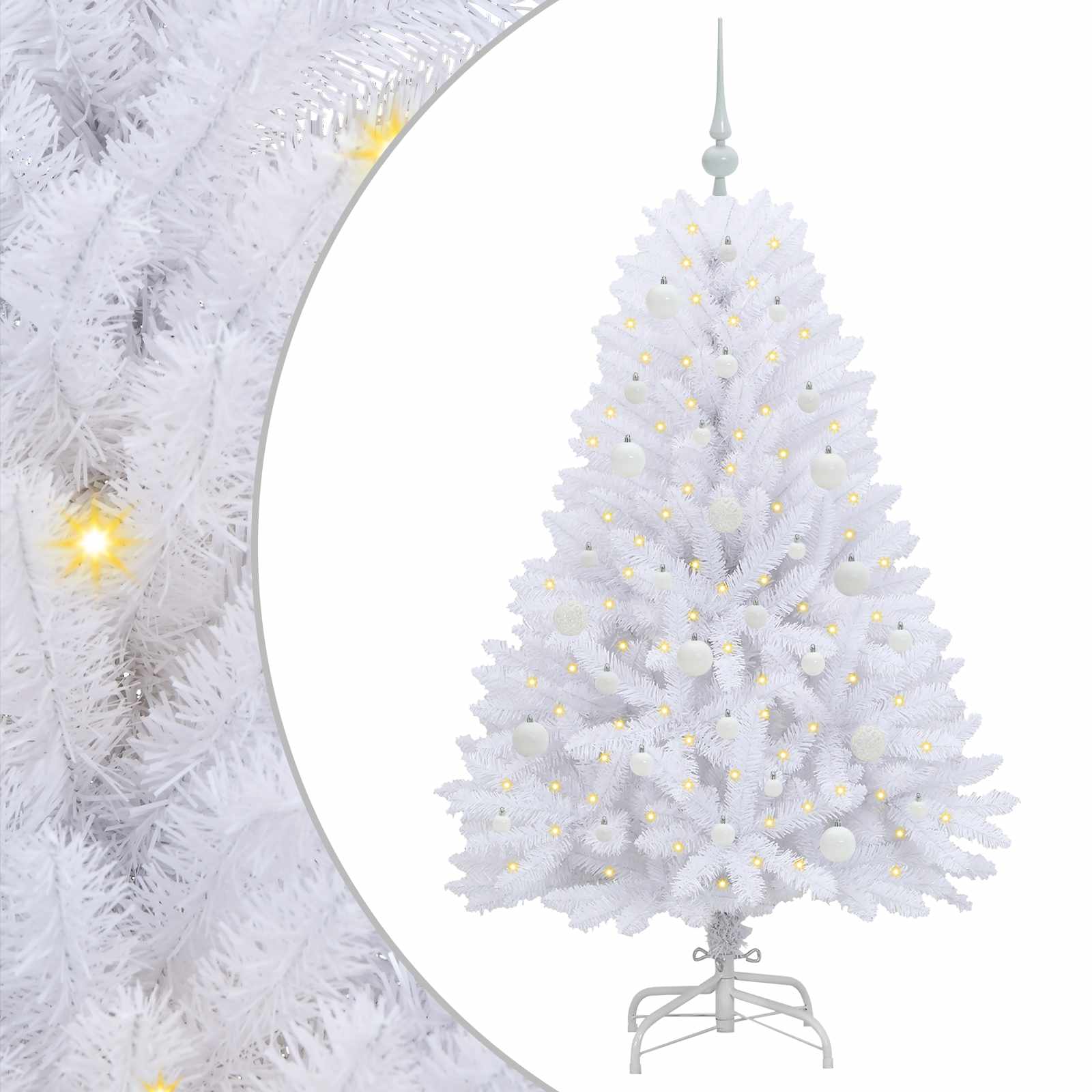 Umjetno božićno drvce s nogom Bijelo 150 cm PVC i čelik