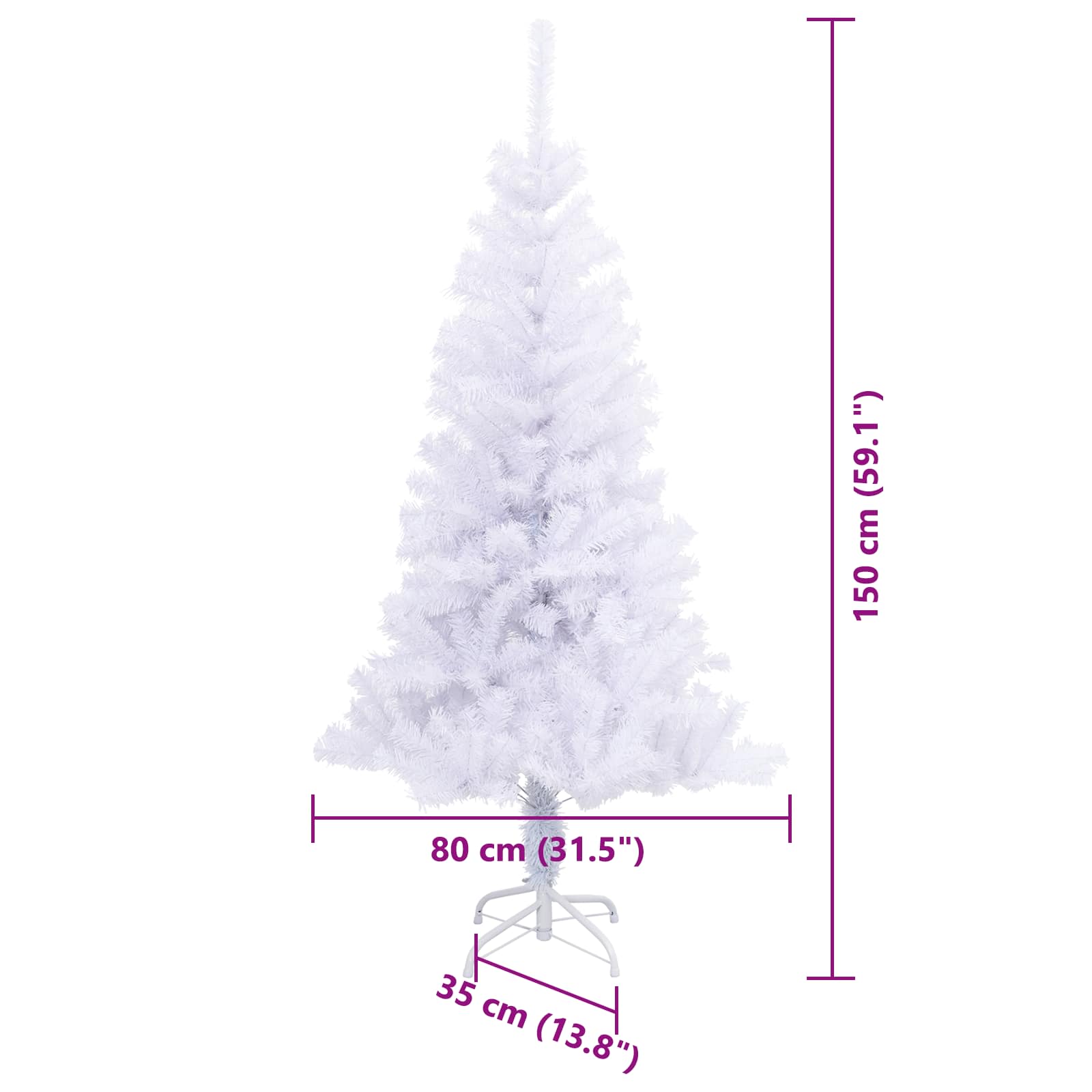 Umjetno božićno drvce s stalakom Bijelo 150 cm PVC i čelik