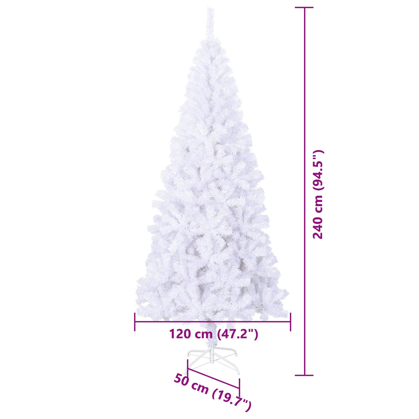 Umjetno božićno drvce s stalakom Bijelo 240 cm PVC i čelik