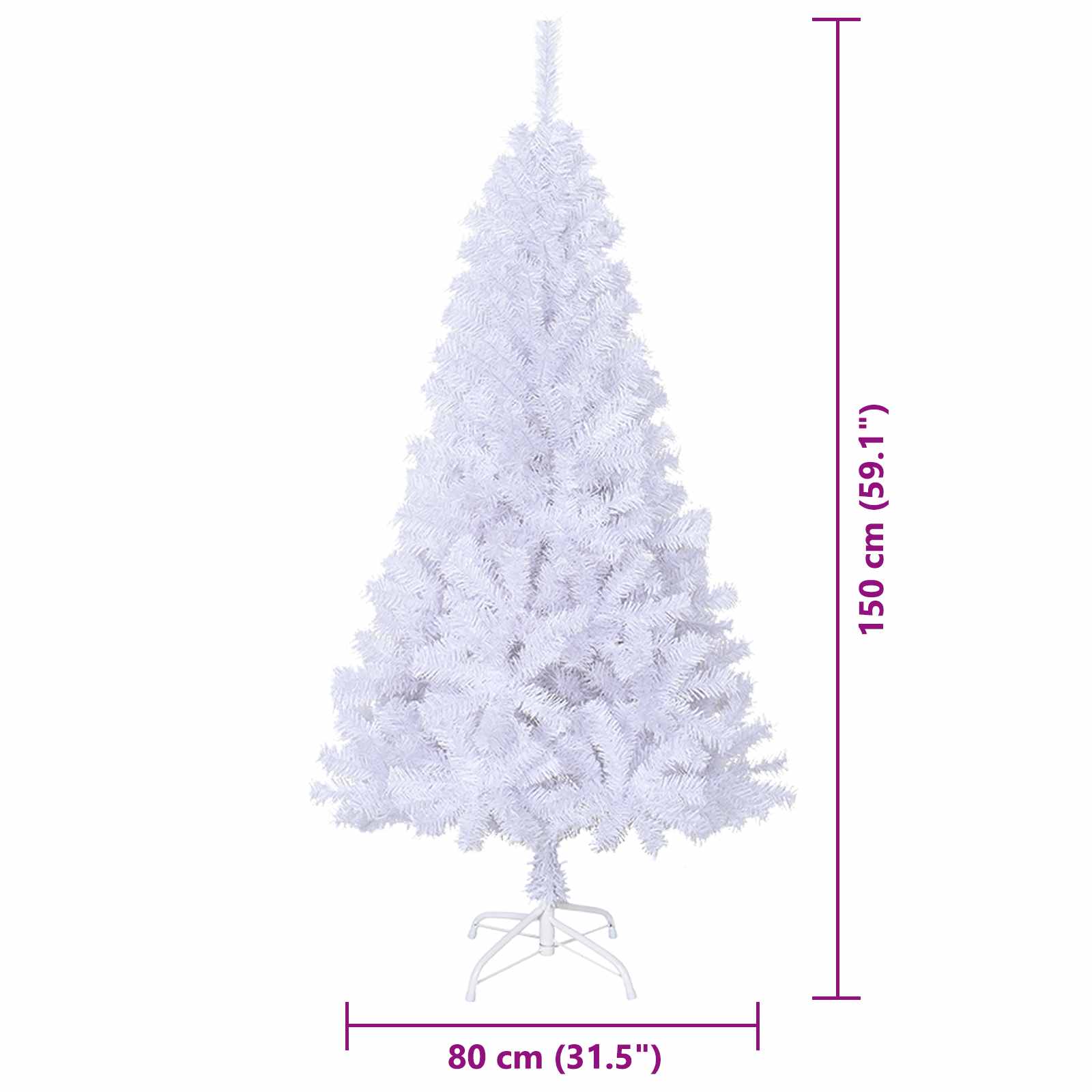 Umjetno božićno drvce s stalakom Bijelo 150 cm PVC i čelik