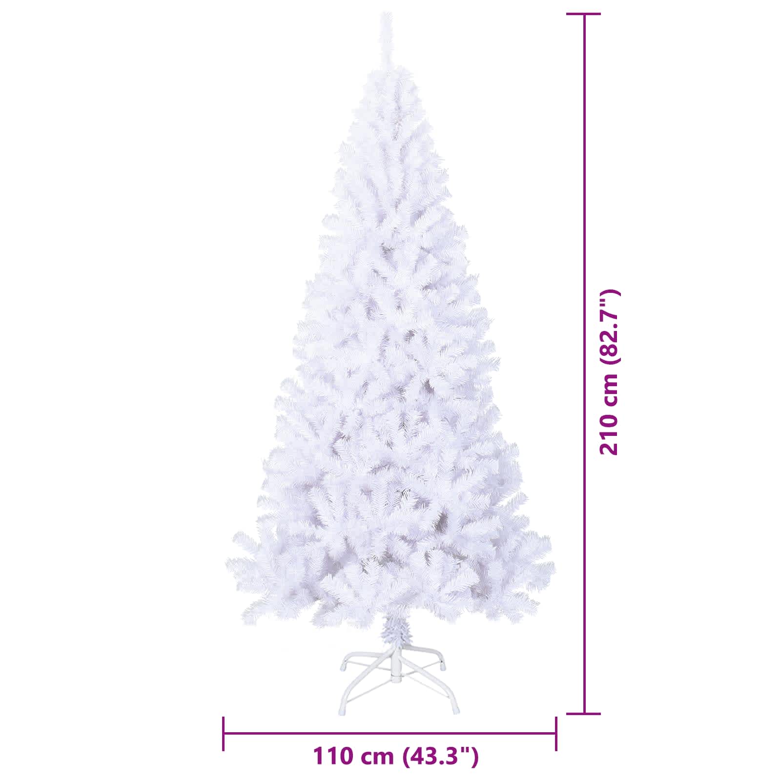 Umjetno božićno drvce s stalakom Bijelo 210 cm PVC i čelik