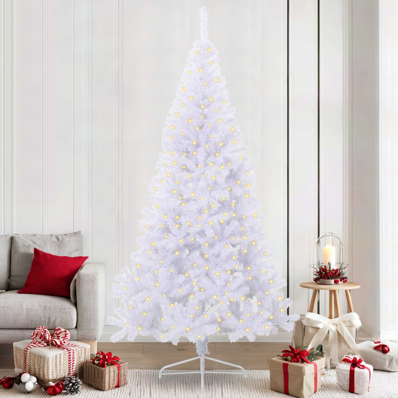 Umjetno božićno drvce s stalakom Bijelo 240 cm PVC i čelik