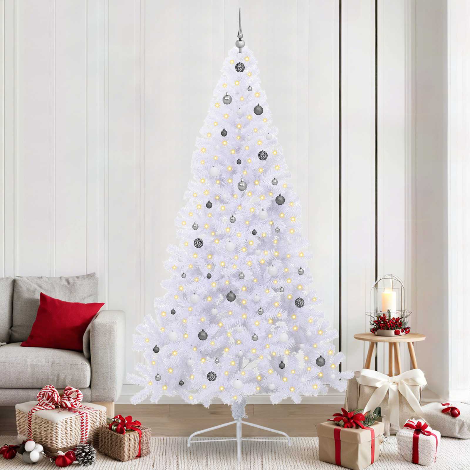 Umjetno božićno drvce s stalakom Bijelo 240 cm PVC i čelik