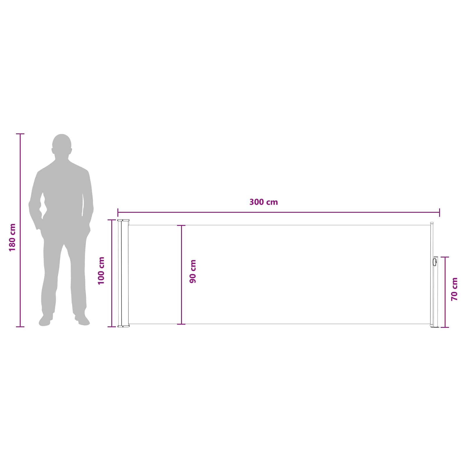 Retraktabilna bočna tende Bež 300 x 100 cm Poliester