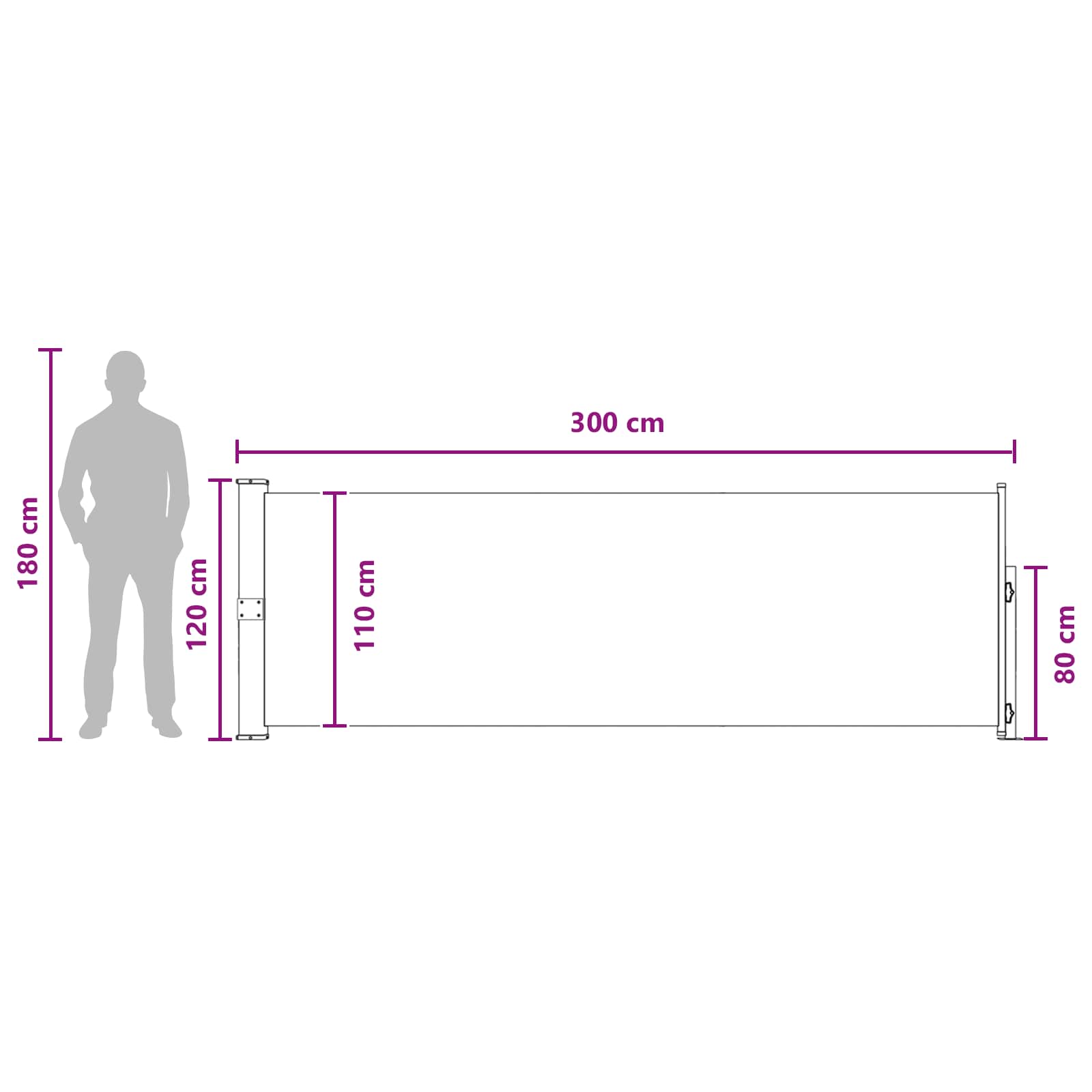 Retraktabilna bočna tende Bež 300 x 120 cm Poliester