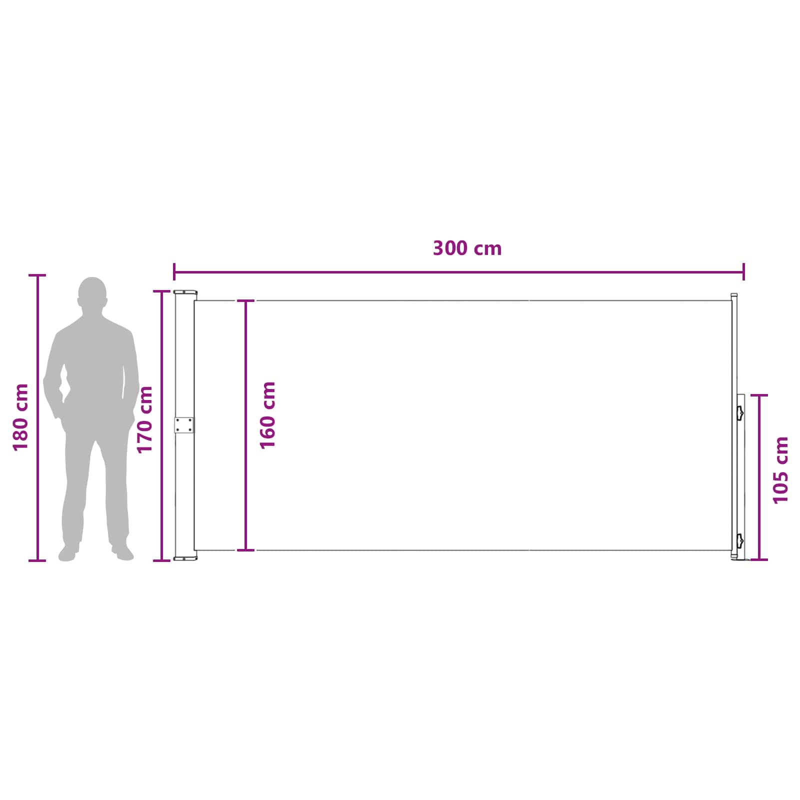 Retraktabilna bočna tende Bež 300 x 170 cm Poliester
