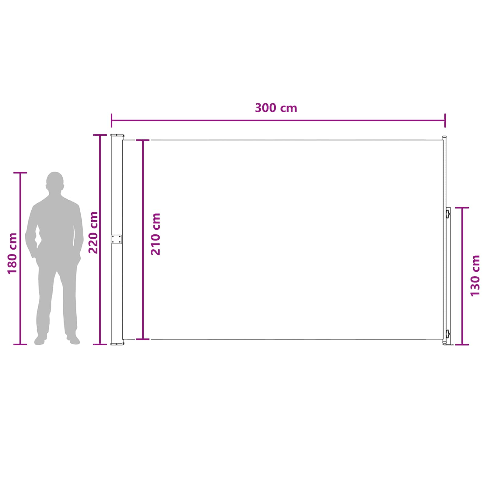 Retraktabilna bočna tende Bež 300 x 220 cm Poliester