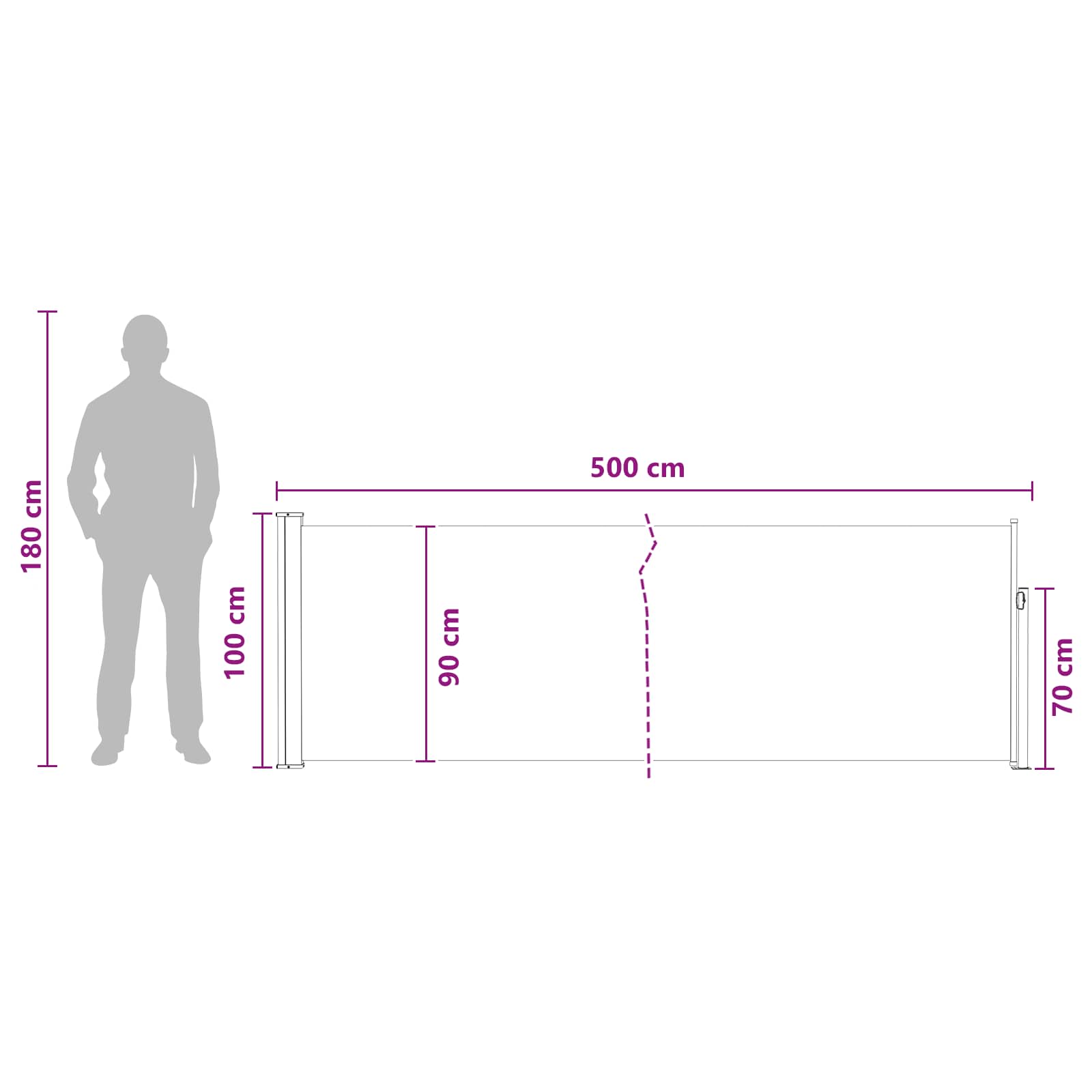 Retraktabilna bočna tende Antracit 500 x 100 cm Poliester