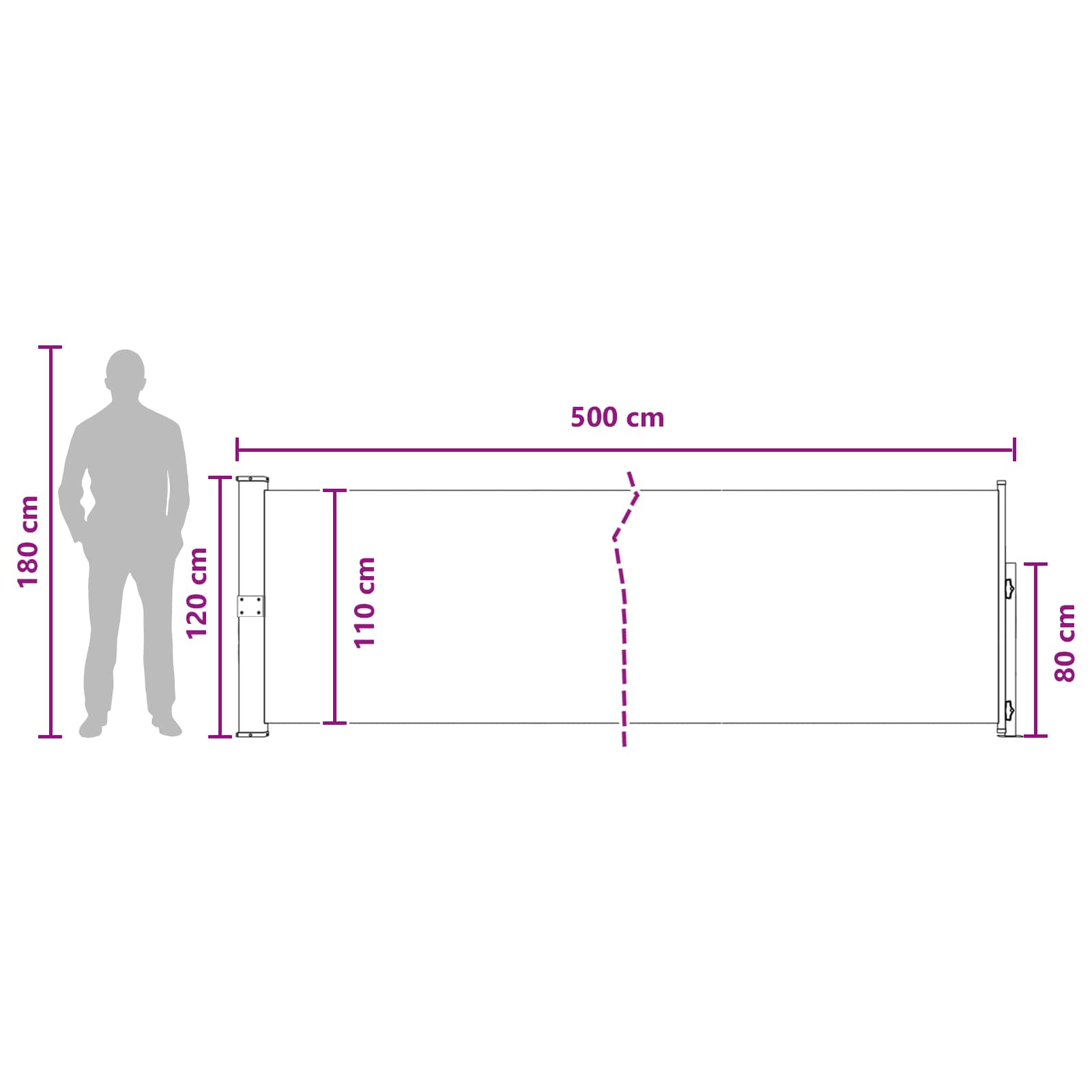 Retraktabilna bočna tende Bež 500 x 117 cm Poliester