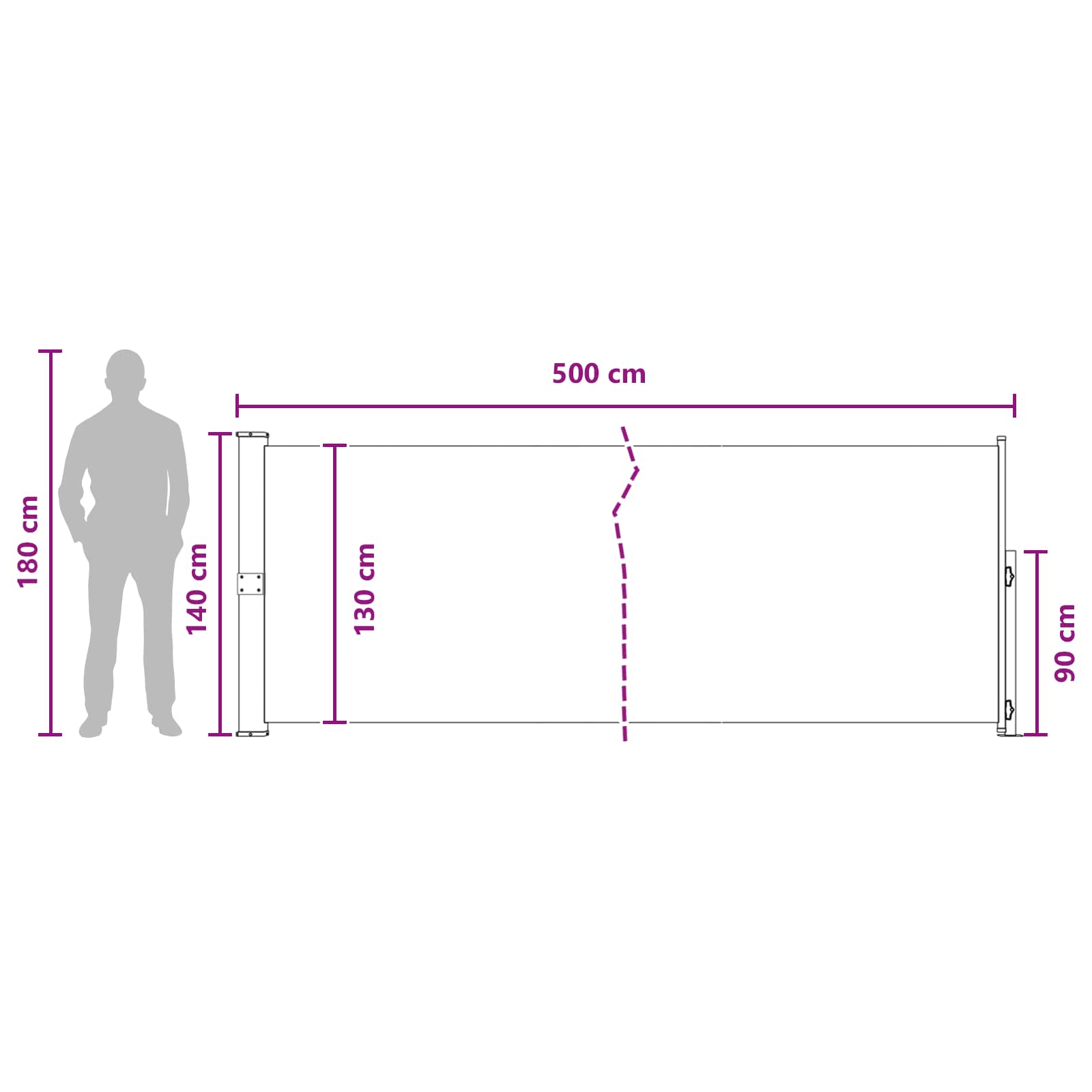 Retraktabilna bočna tende Bež 500 x 140 cm Poliester