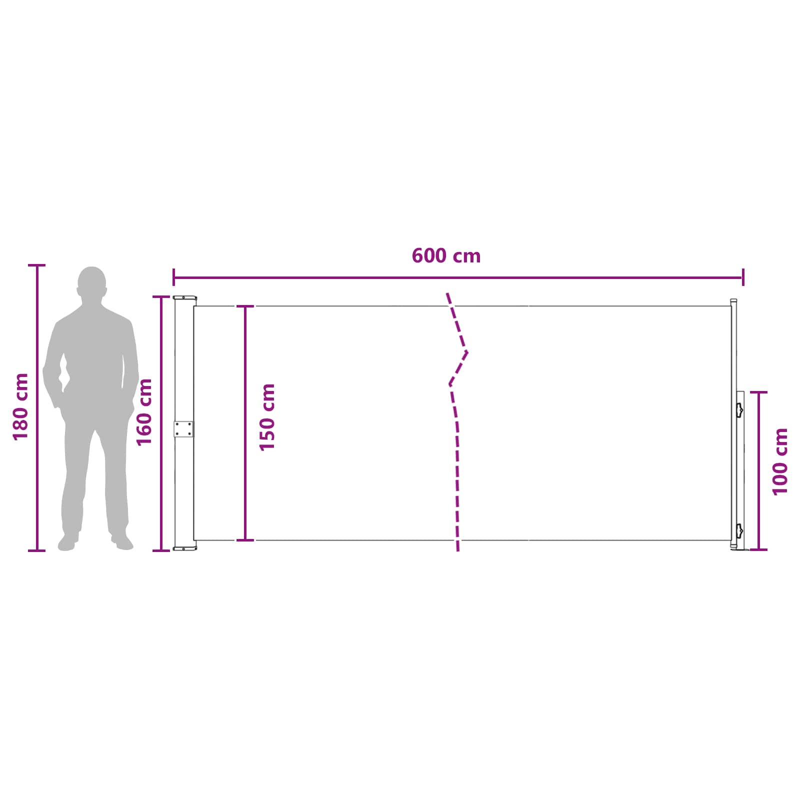 Retraktabilna bočna tende Bež 600 x 160 cm Poliester