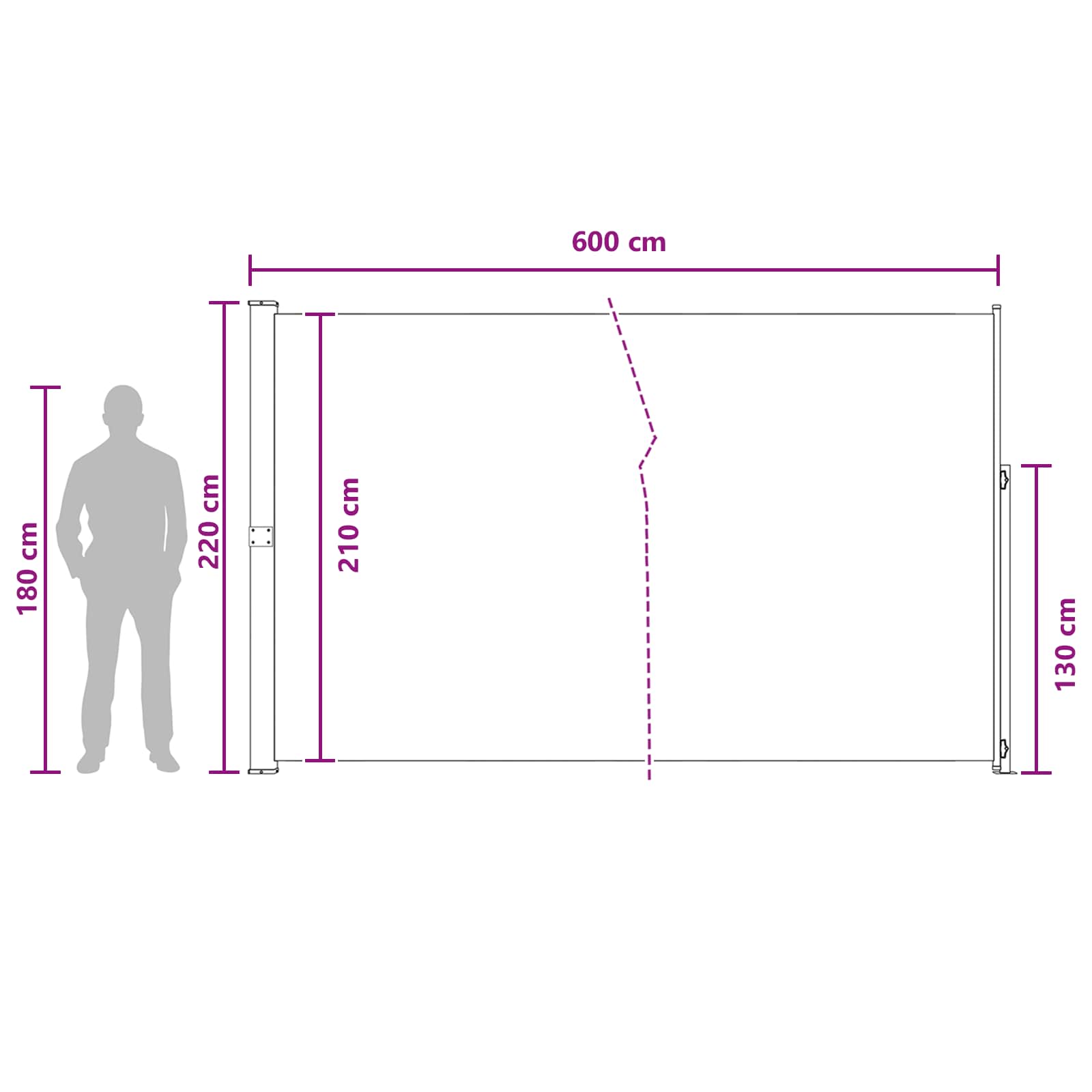 Retraktabilna bočna tende Bež 600 x 220 cm Poliester