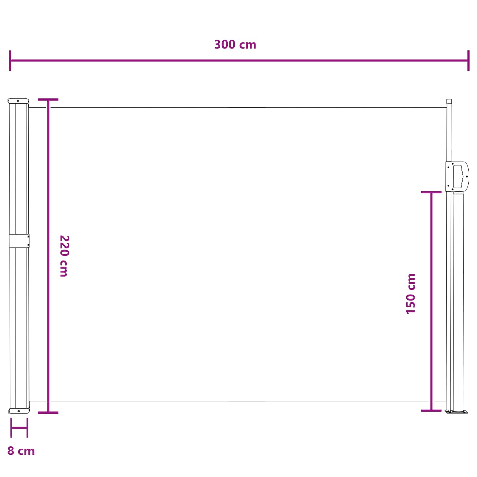 Retraktabilna bočna tende Pijesak 300 x 220 cm Poliester