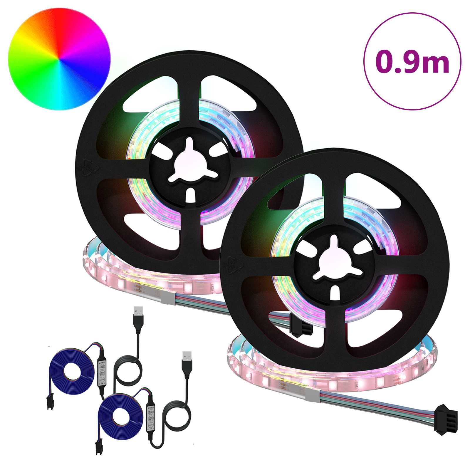 LED traka 2 pcs Crna i prozirna 450 mm Bakar i plastika