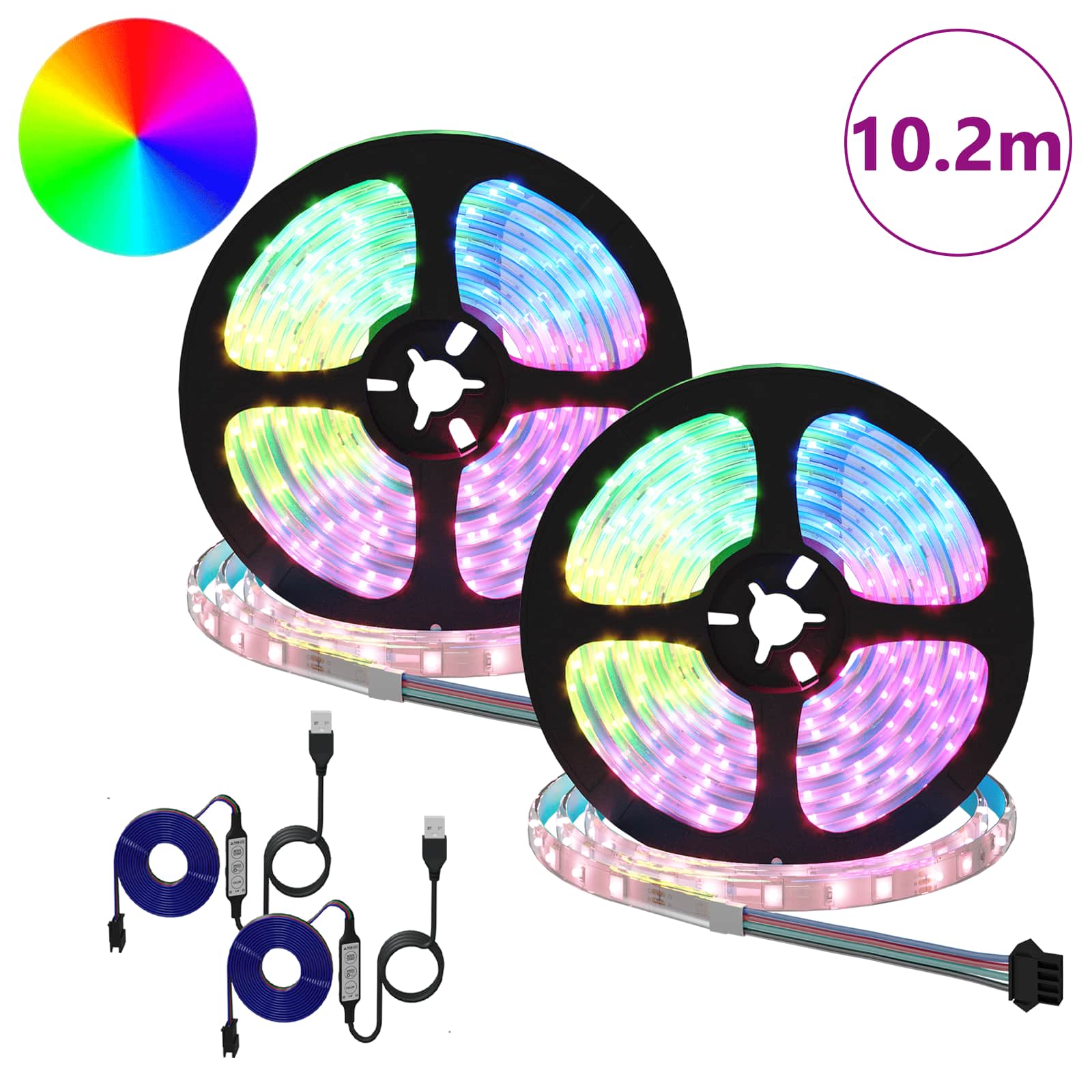 LED traka 2 pcs Crna i prozirna 5100 mm Bakar i plastika