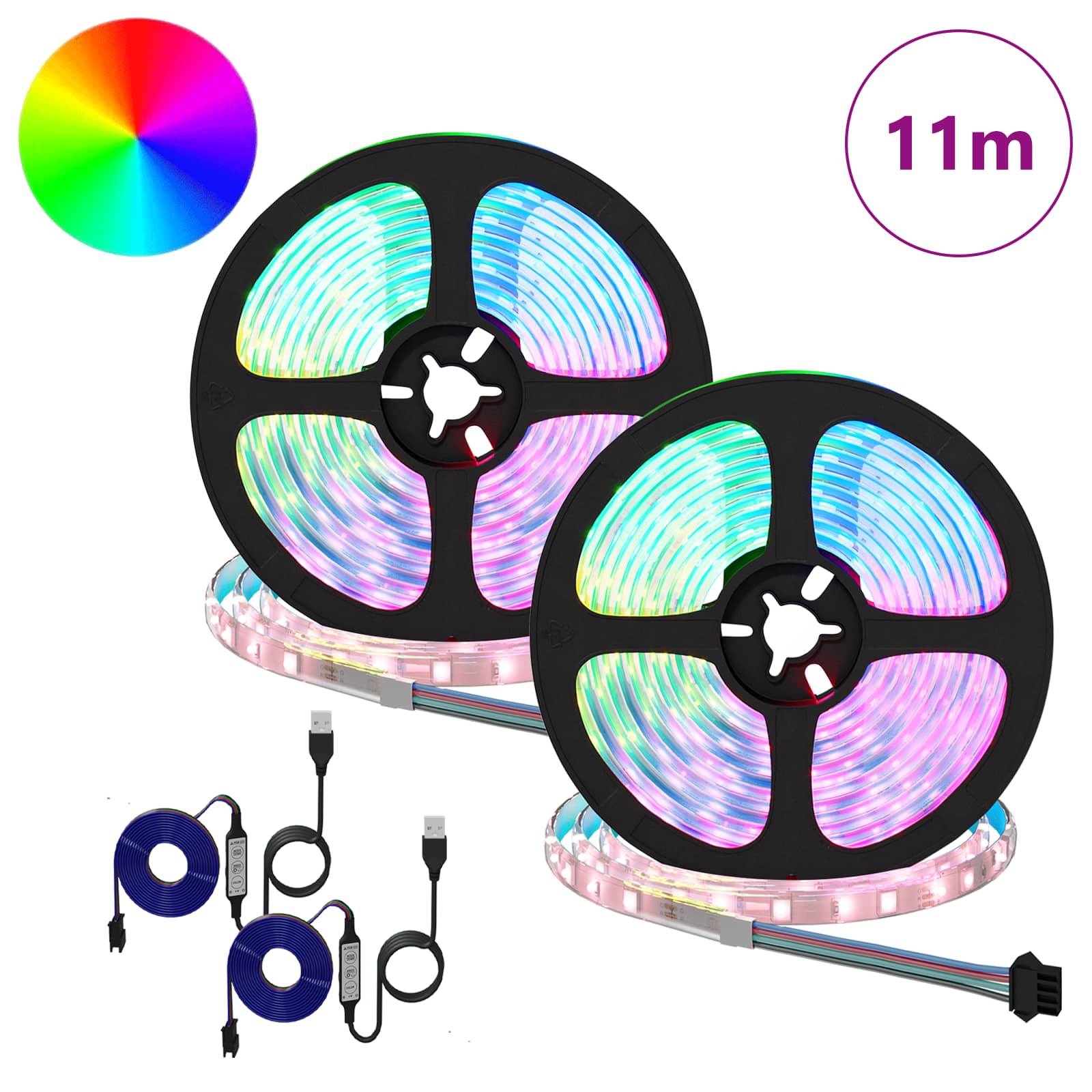 LED traka 2 pcs Crna i prozirna 5500 mm Bakar i plastika