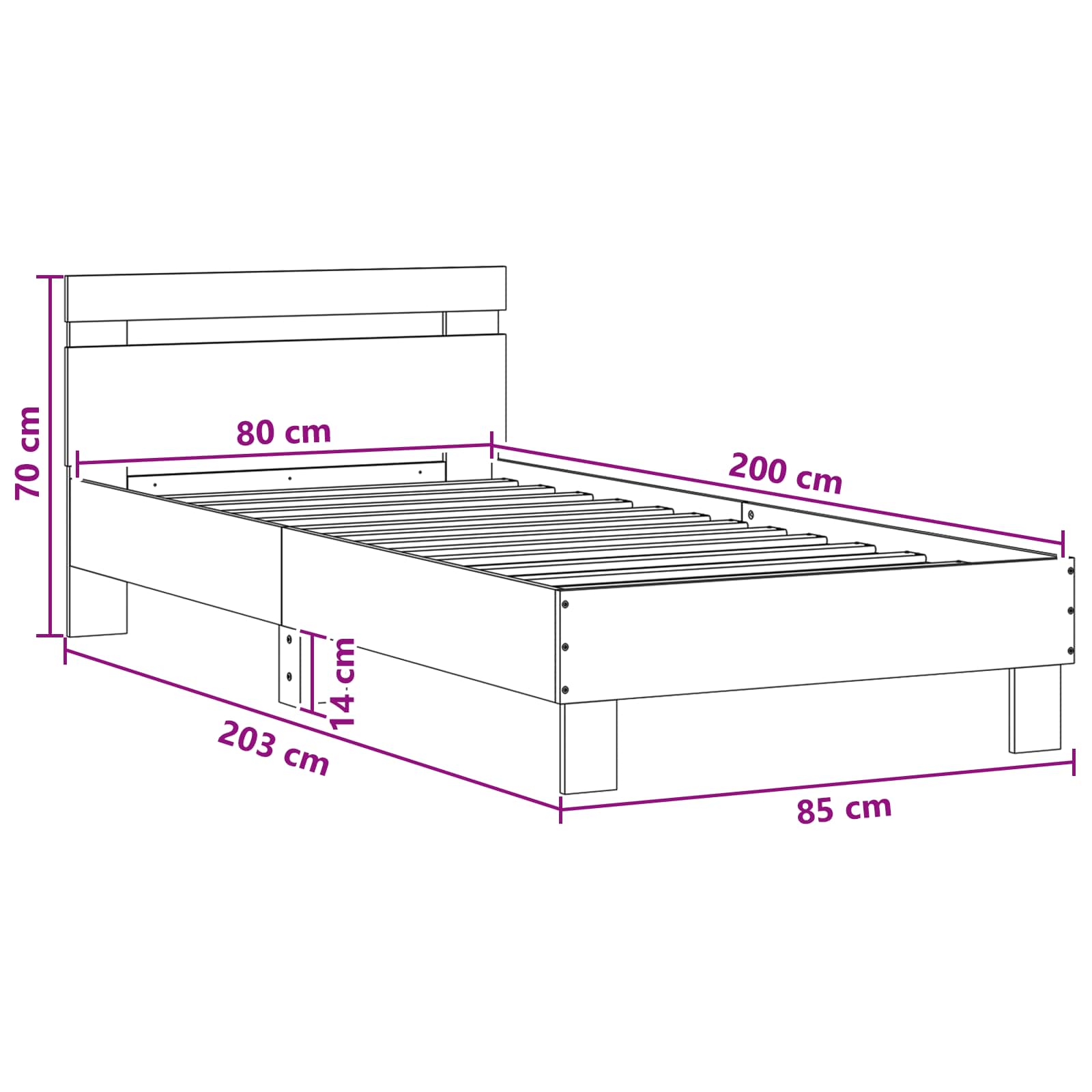 Krevetna konstrukcija s LED svjetlom Staro drvo 80 x 200 cm