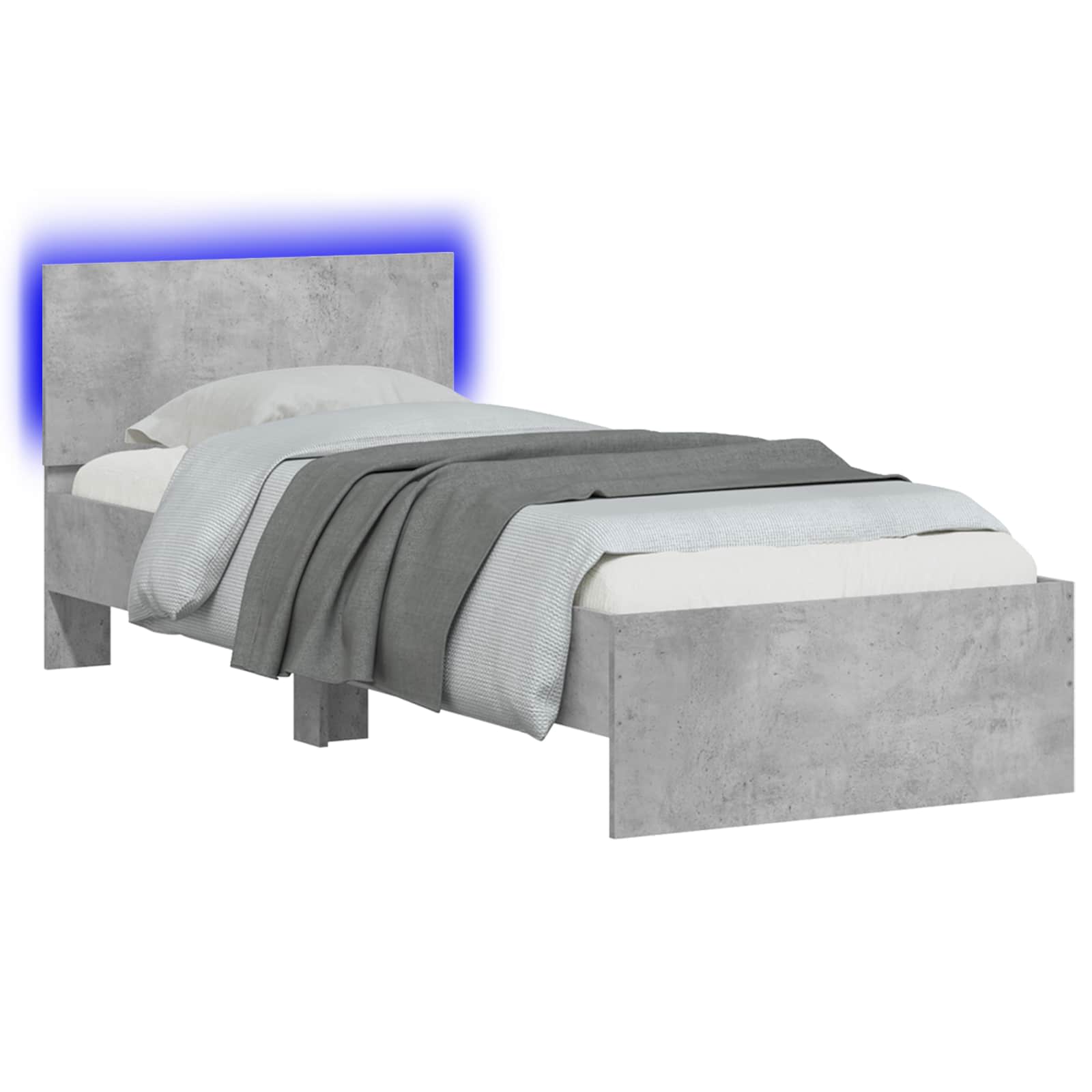 Krevetna konstrukcija s LED svjetlom Betonska siva 80 x 200 cm
