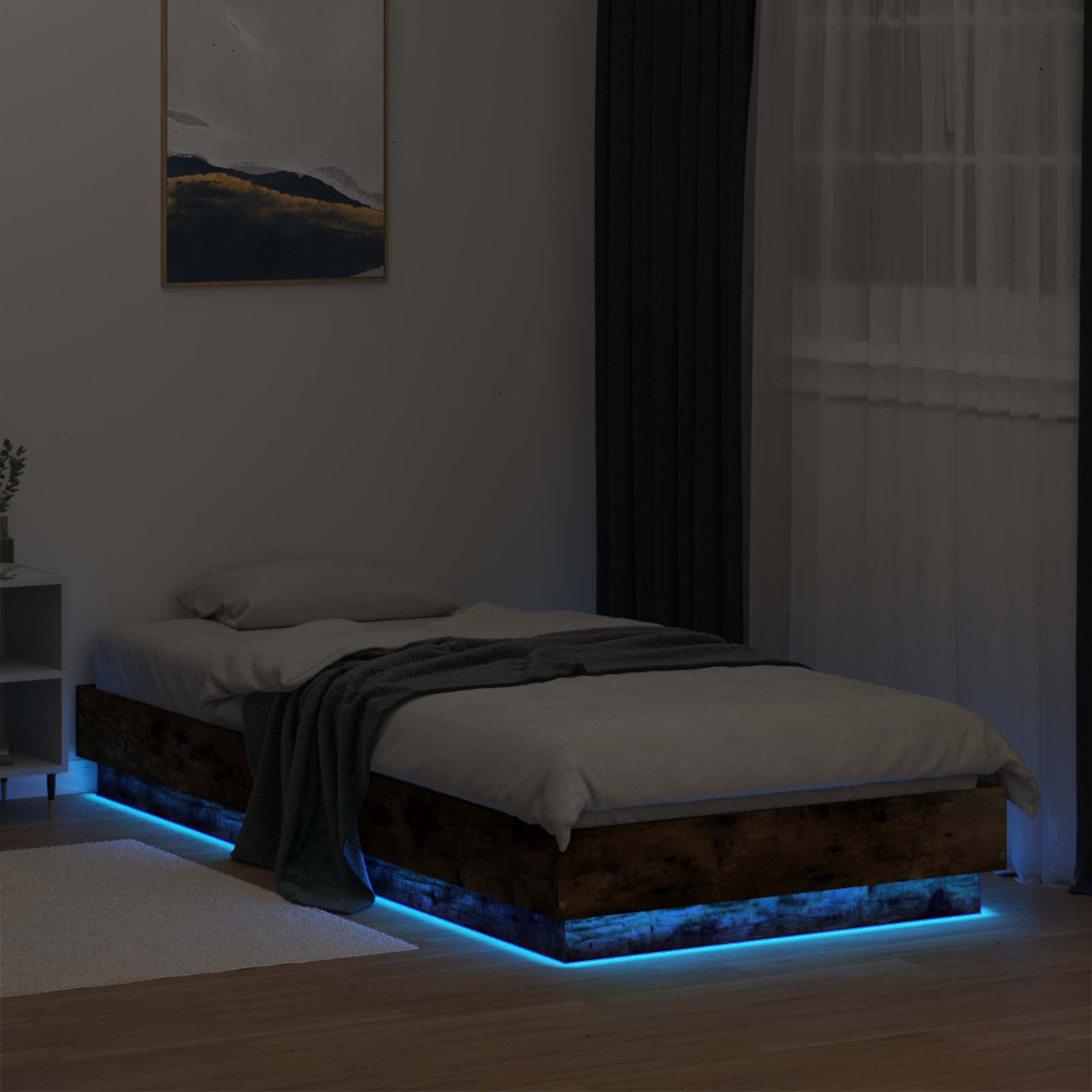 Krevetna konstrukcija s LED svjetlom Dimljeni hrast 80 x 200 cm