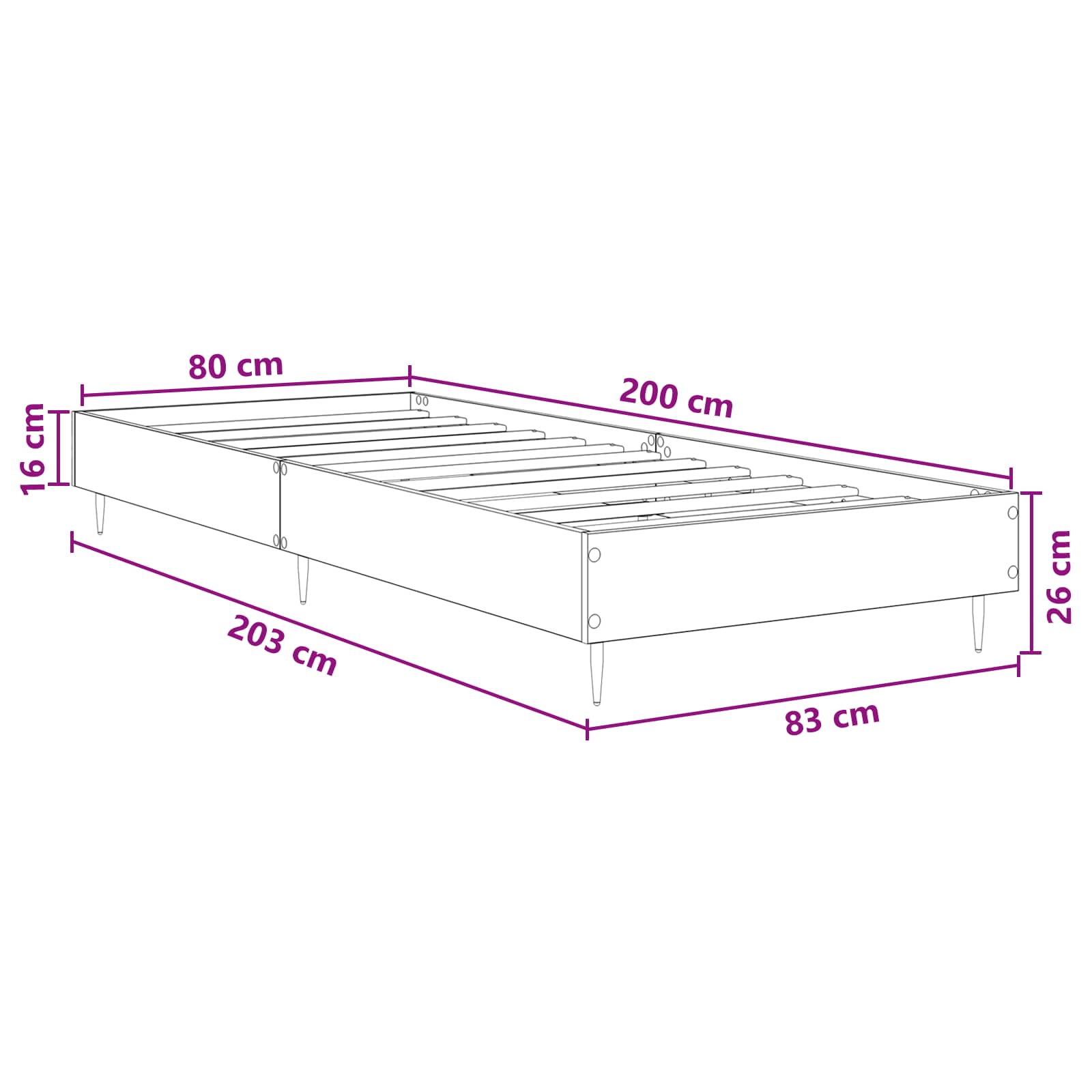 Krevetna konstrukcija Bijela 80 x 200 cm Konstruirano drvo