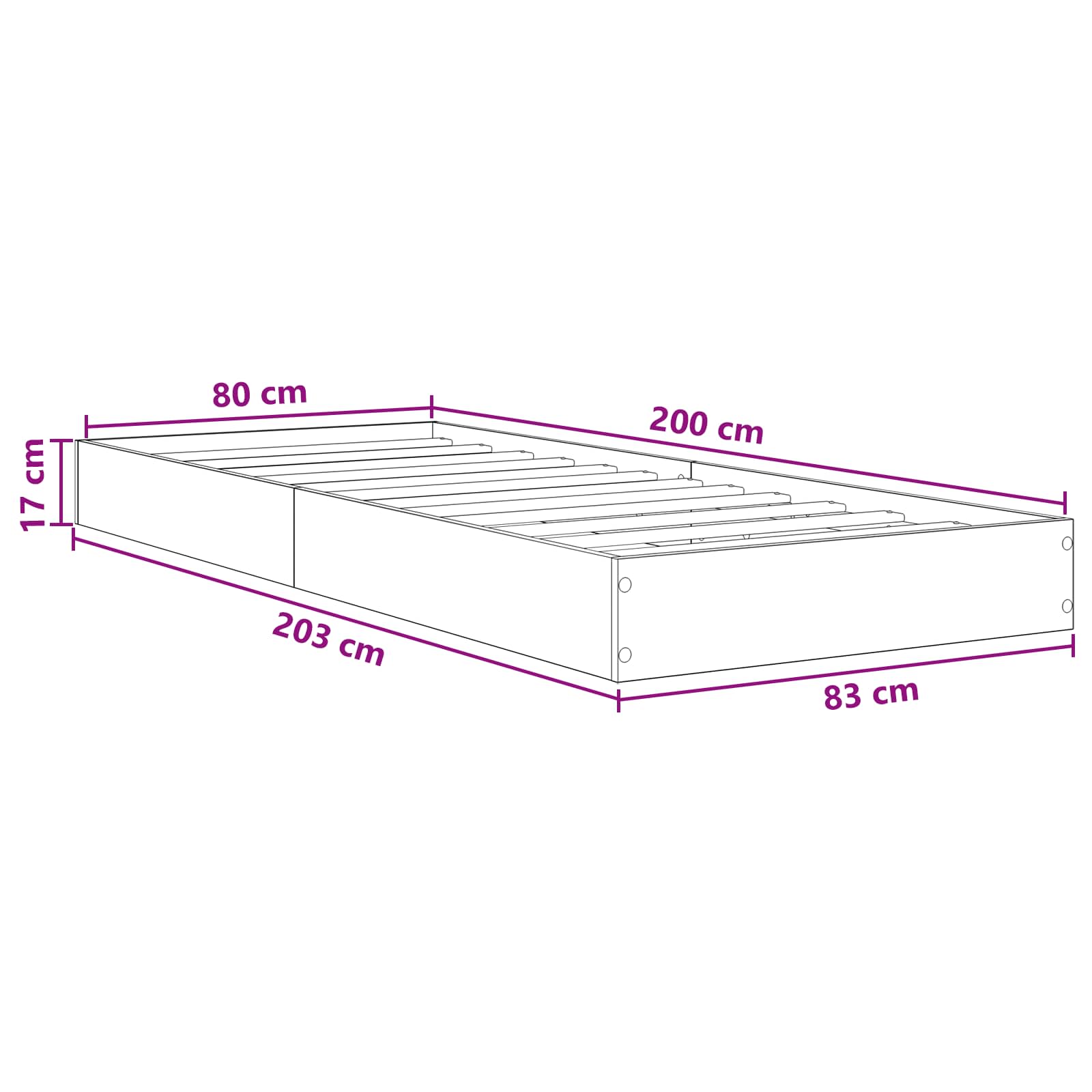 Okvir kreveta za pod Bijela 80 x 200 cm Konstruirano drvo