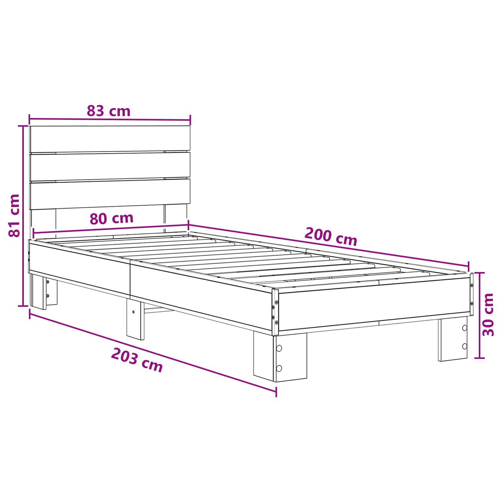 Okvir kreveta s uzglavljem Hrast sonoma 80 x 200 cm