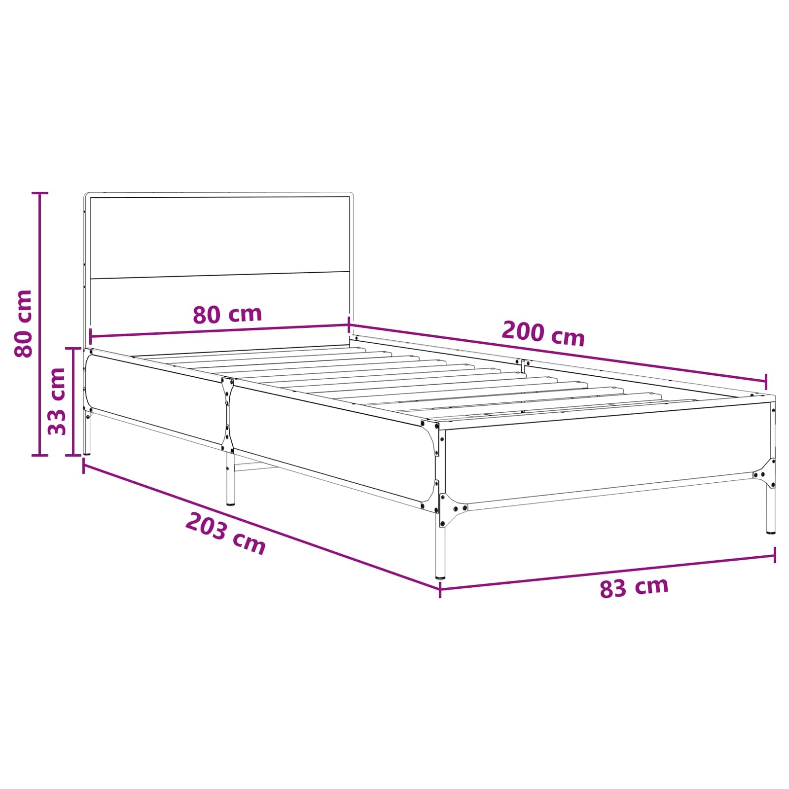 Okvir kreveta s uzglavljem Hrast sonoma 80 x 200 cm