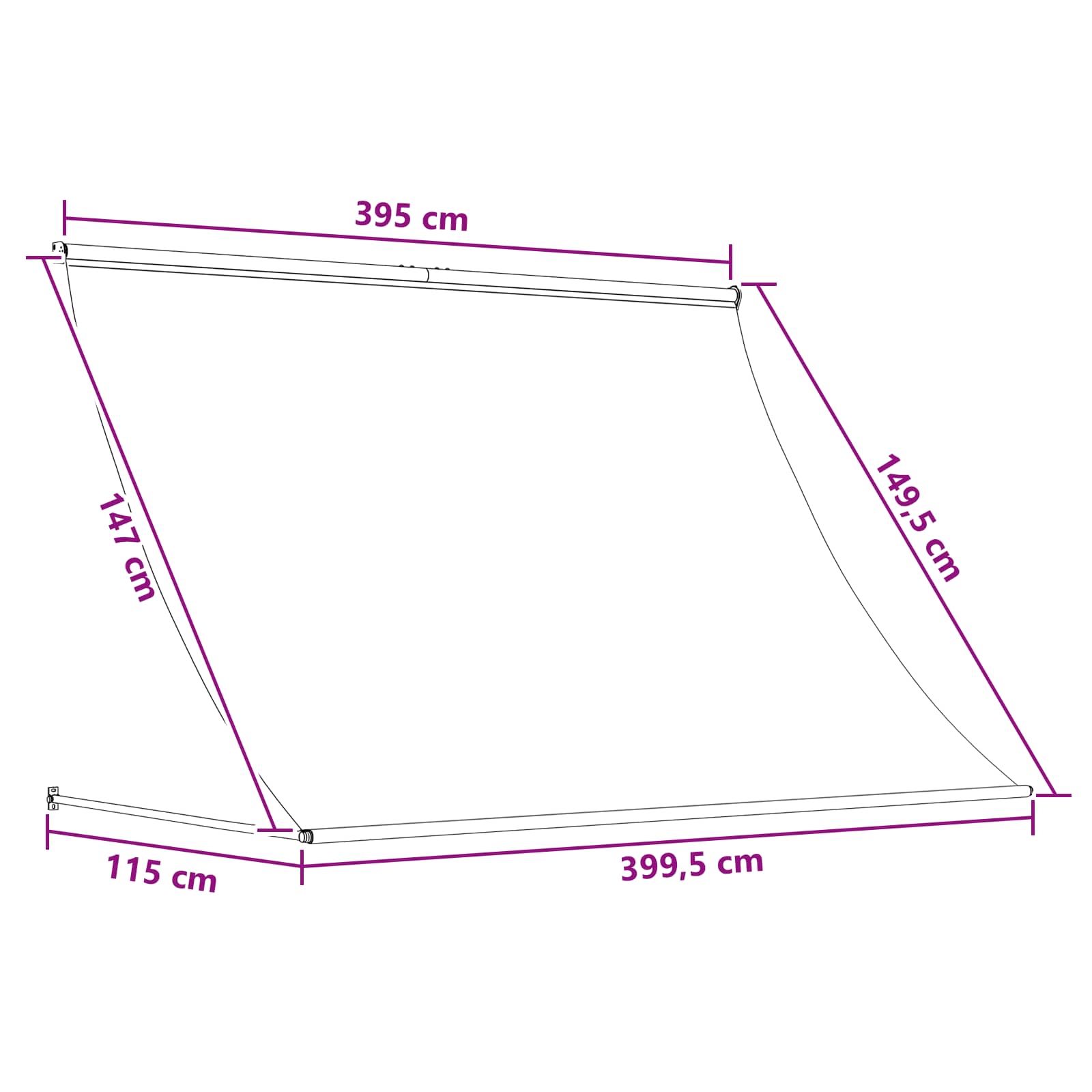 Nadstrešnica Antracit i bijelo 400 x 150 cm